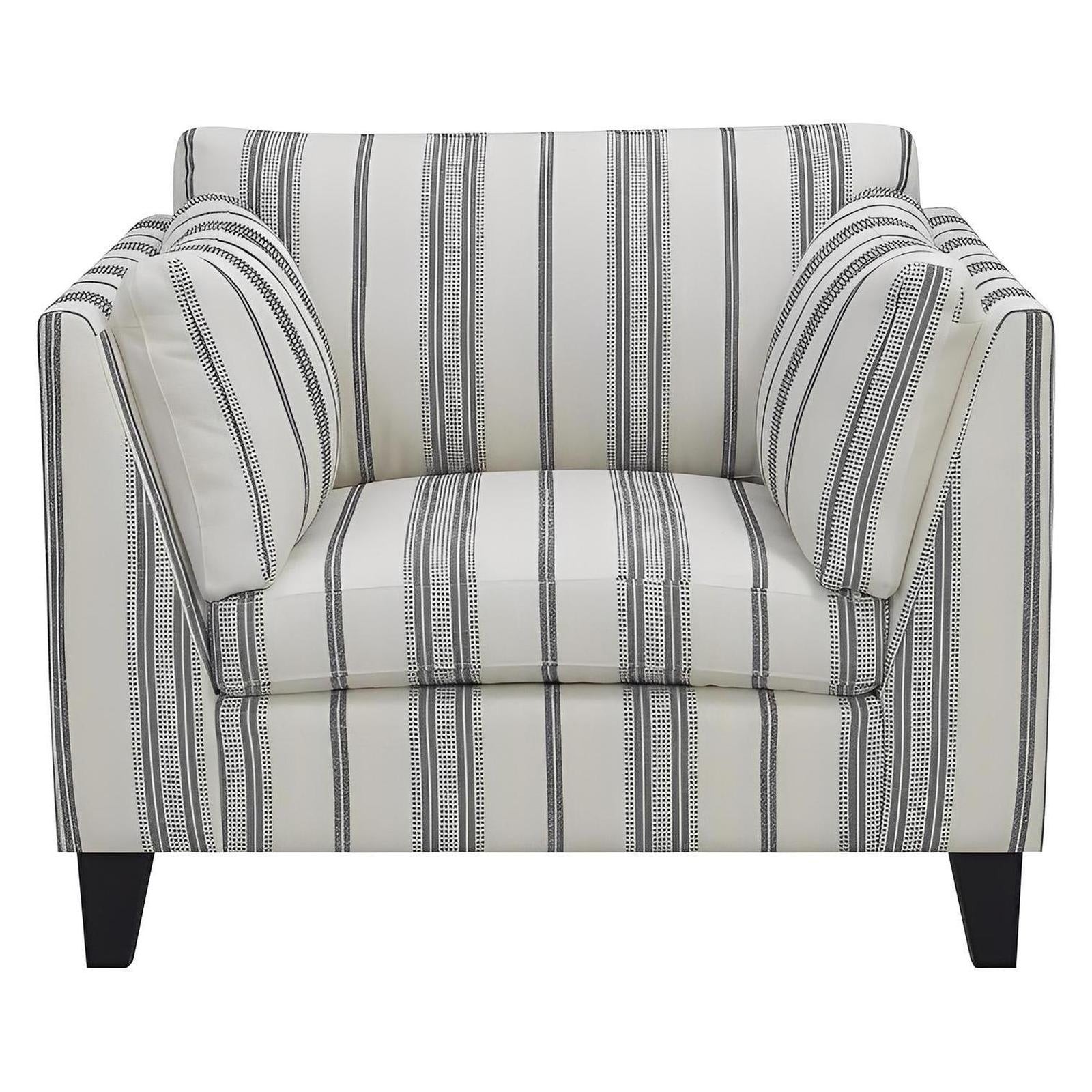 Gray Stripe Upholstered Accent Chair Traditional Design (2-Pack)