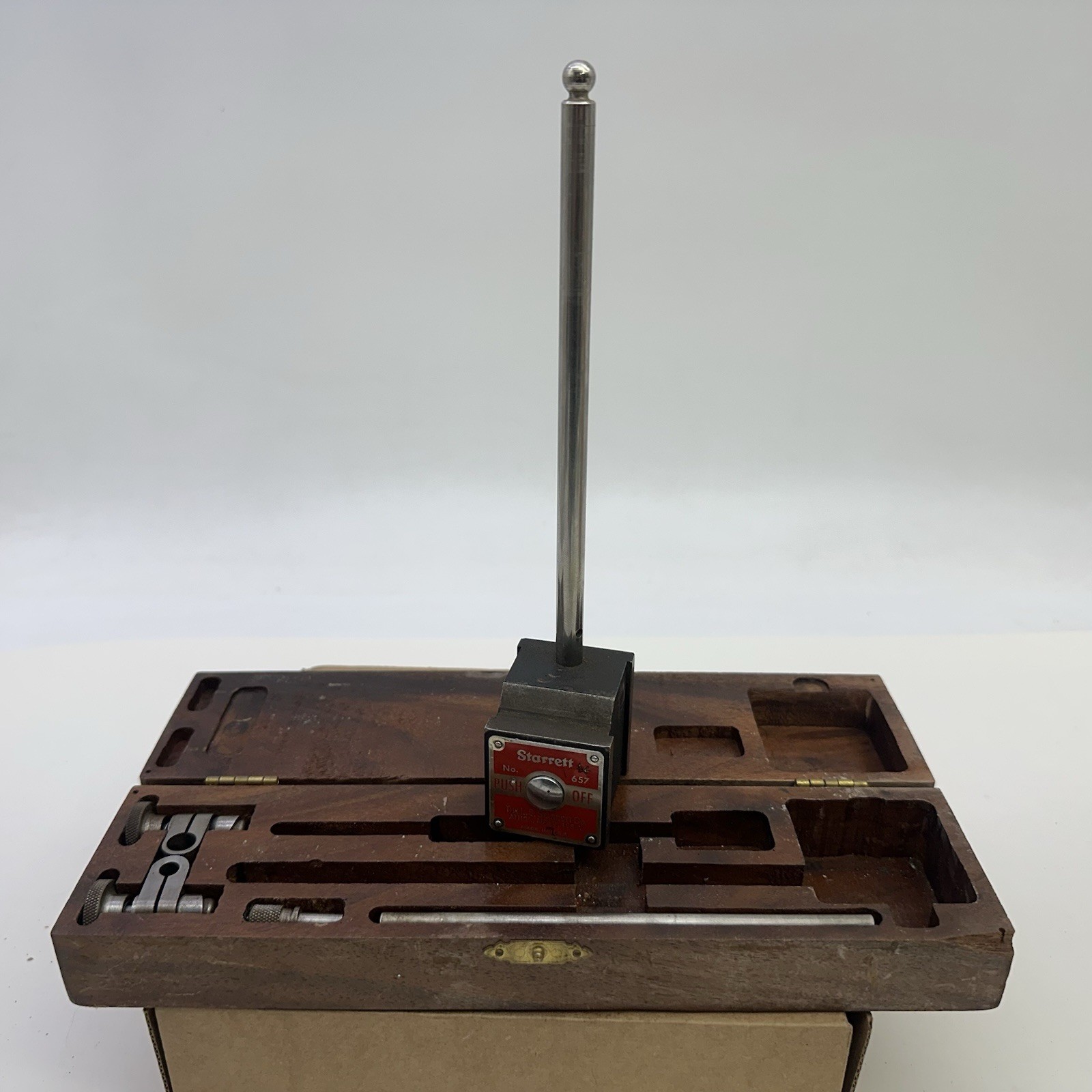 STARRETT No. 657 MAGNETIC BASE ,CLAMP,  6 INCH ROD Set Missing One Piece USA