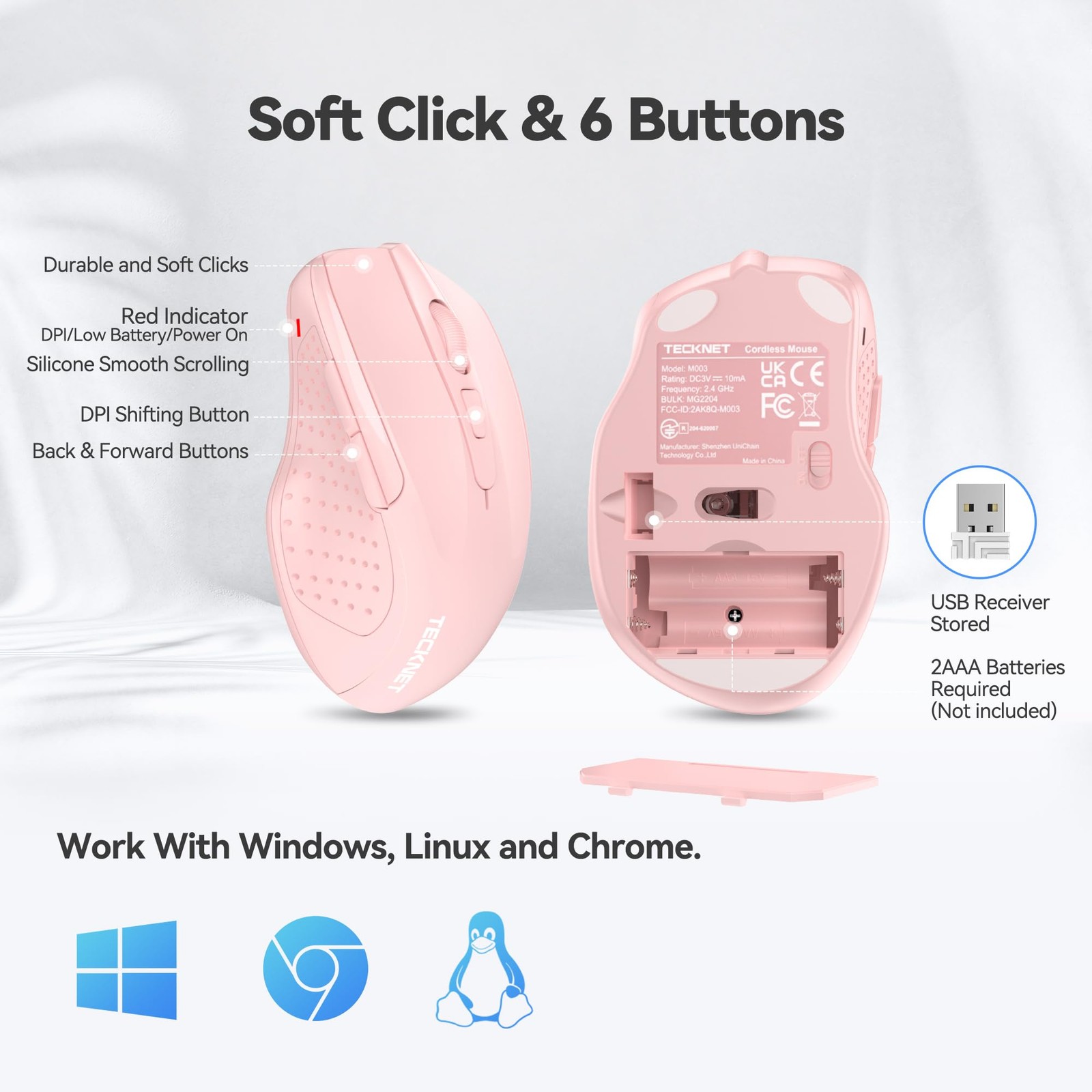 Wireless Mouse, 2.4G Ergonomic Optical Mouse, Computer Mouse for Laptop, PC, ...