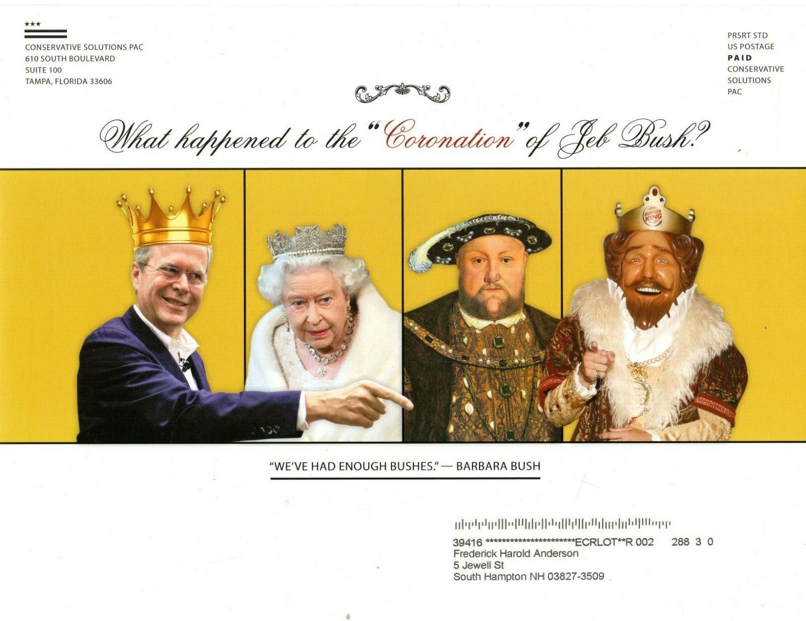 POLITICS LEAFLET (2016) RUBIO ANTI JEB BUSH Whatever Happened Coronation Scp
