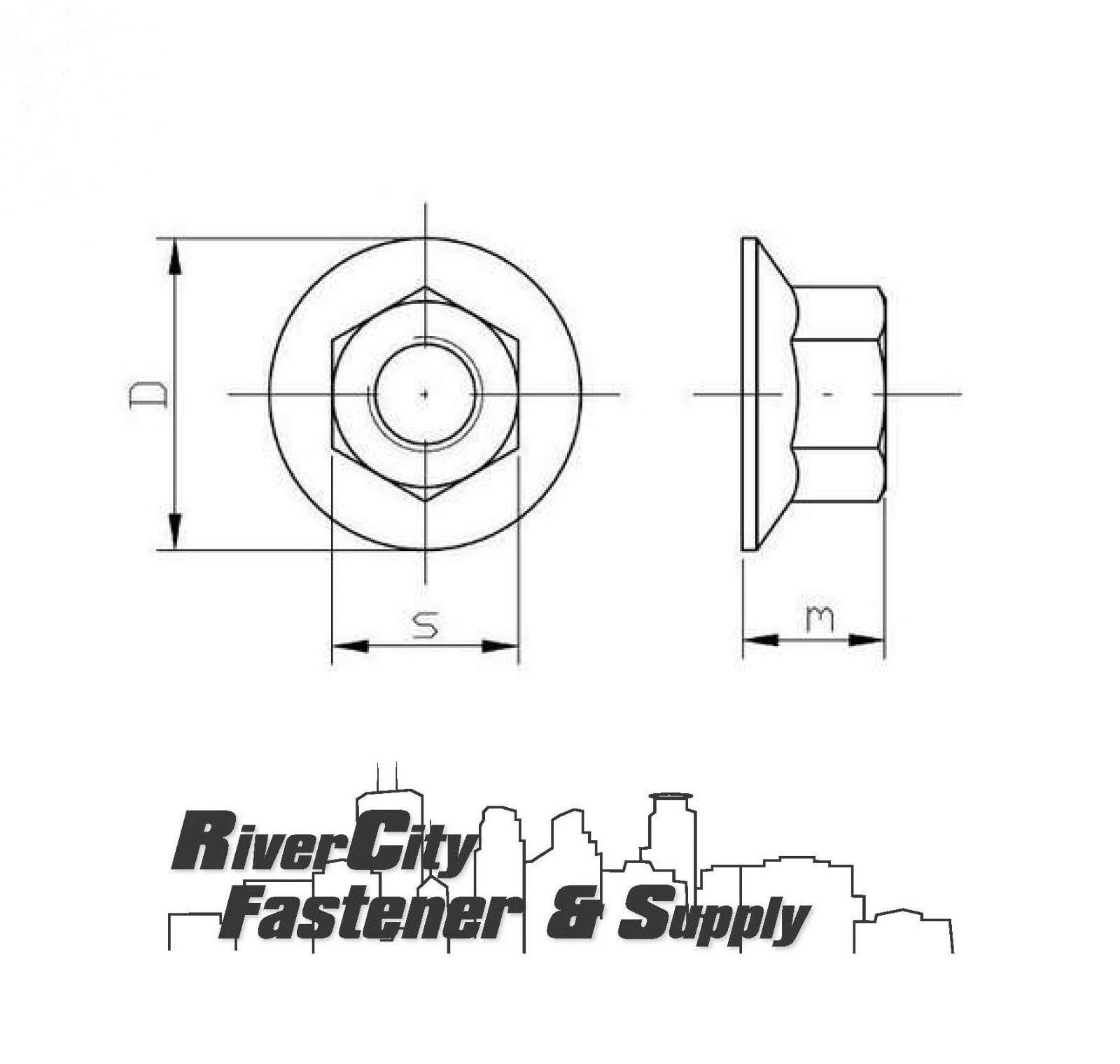 M8-1.25 JIS Flange Nuts Small Hex M8x1.25 Nut 8mm x 1.25 Serrated Flange 10.9