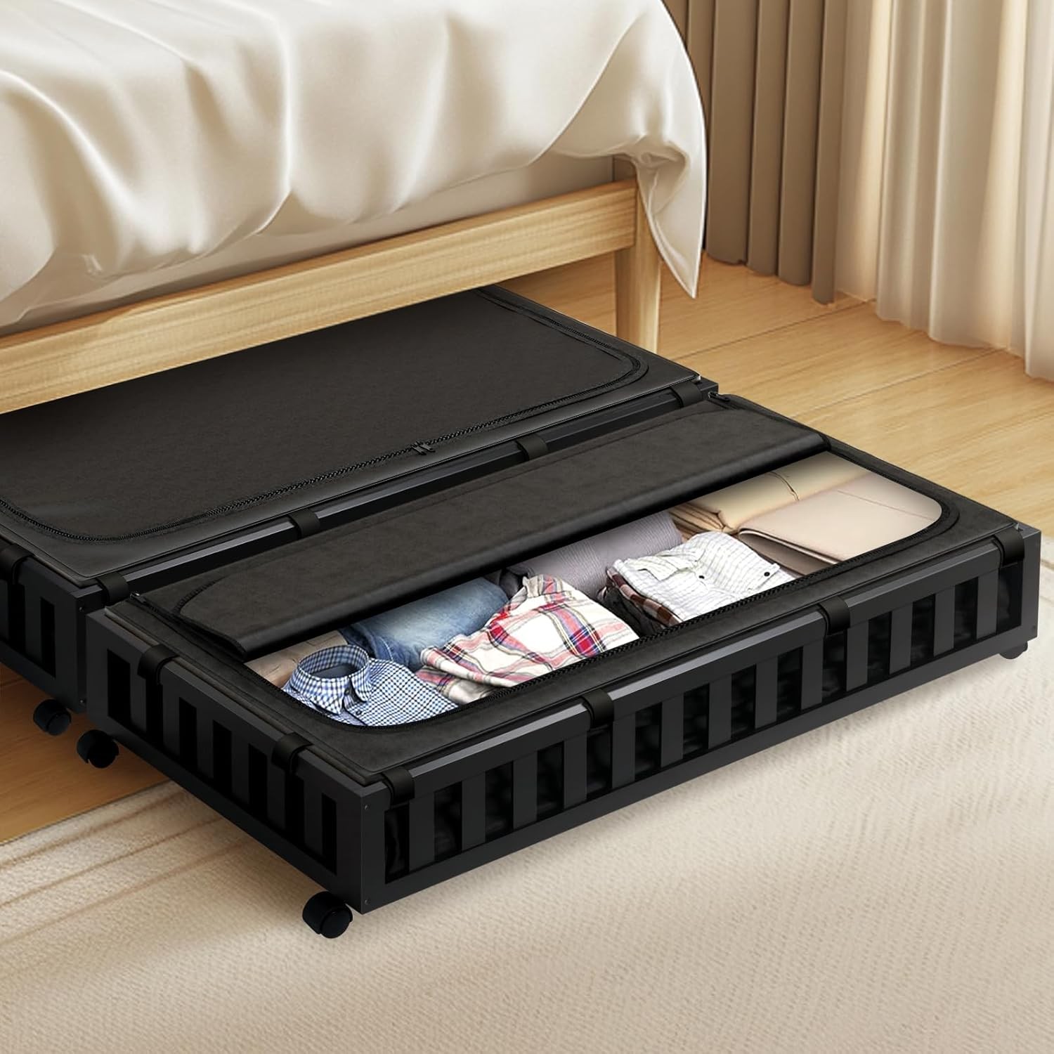 Bboo Under Bed Stora with Wheels, 39”x20”x7.8” Lar Under Bed Stora
