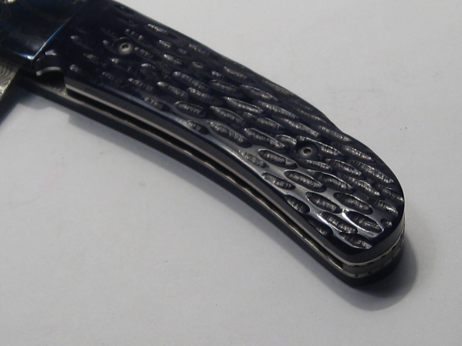Custom M.G. CLARK DAMASCUS Lock Back Folding Pocket Knife w/ Case. #24