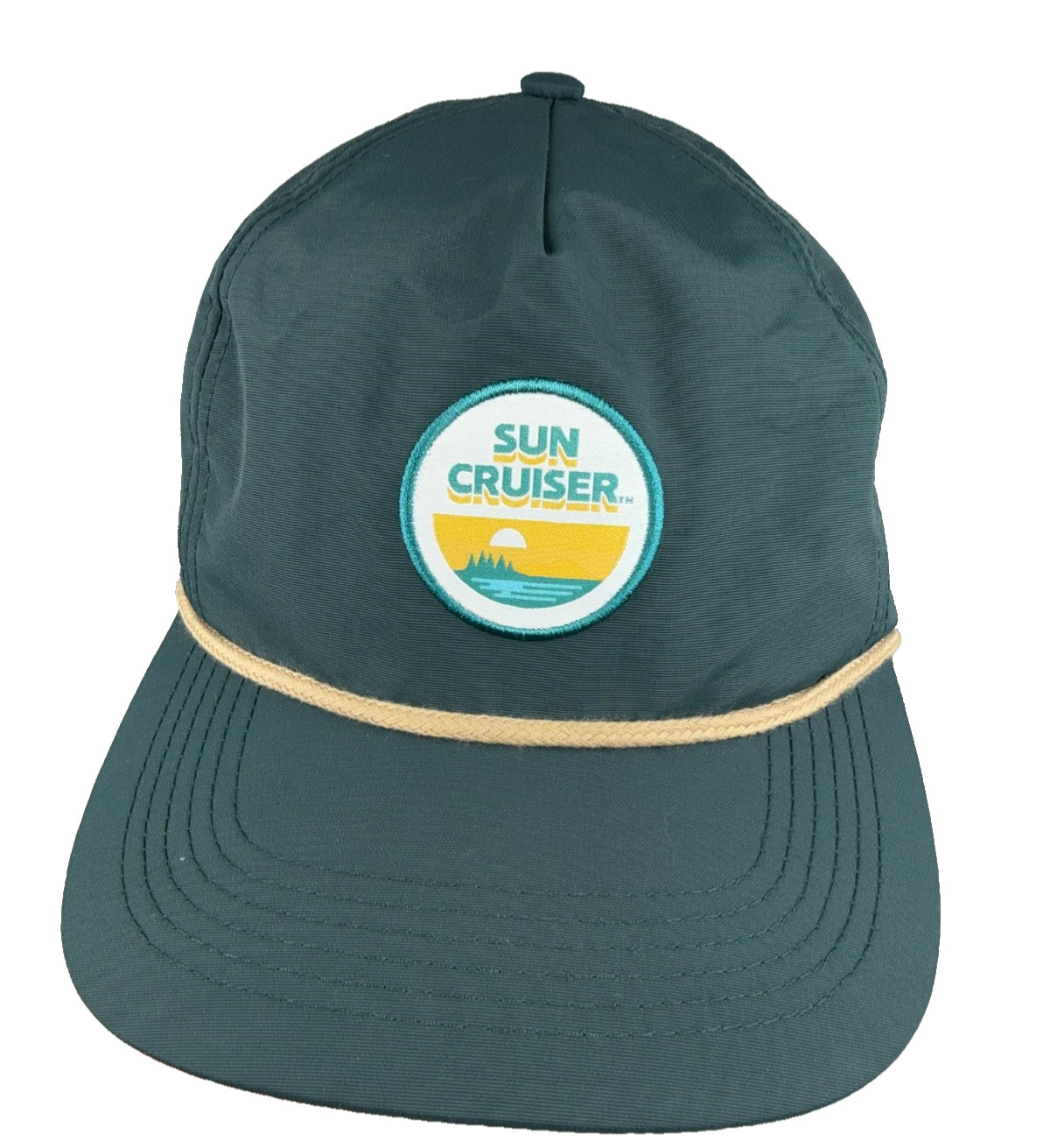 Sun Cruiser Patch Teal hat Cap w Tan Rope Snapback Unbranded