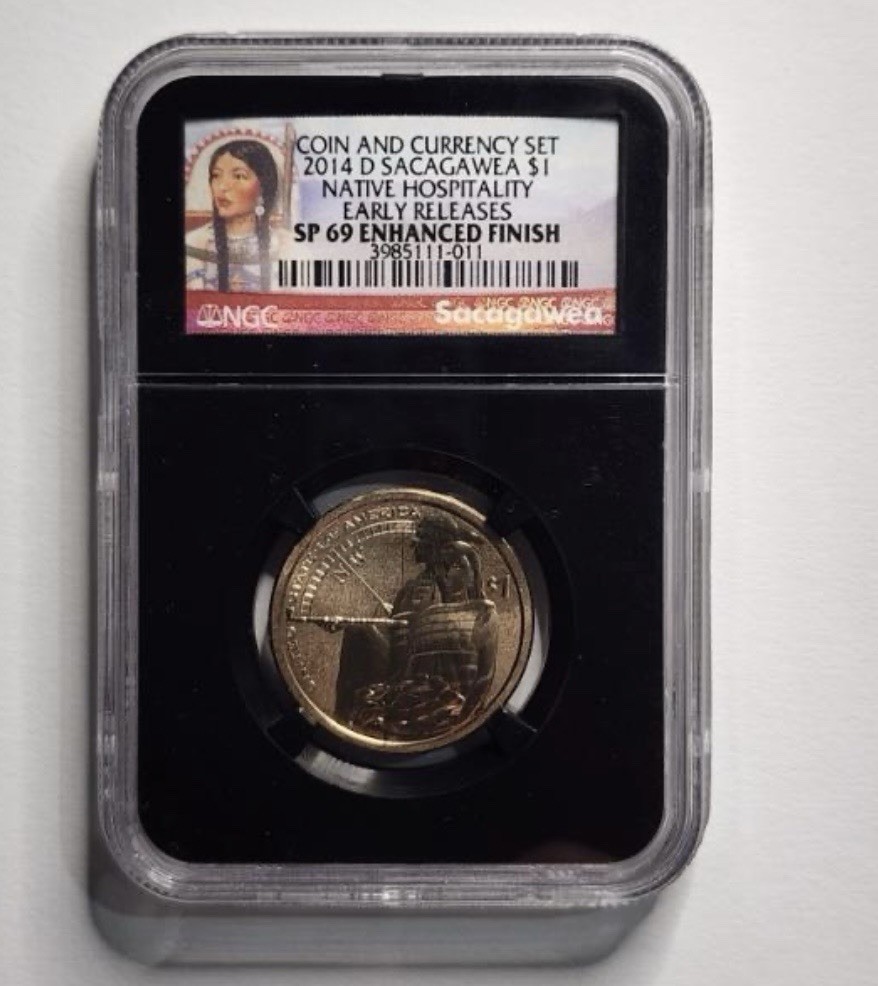 LOW MINTAGE ~ 2014 D Sacagawea $1 SP69 Enhanced Finish Native Hospitality NGC