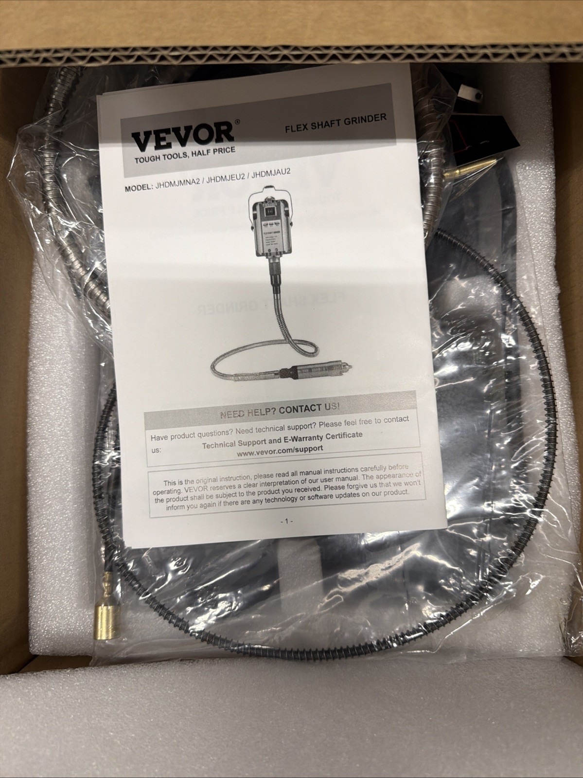 VEVOR Flex Shaft Grinder, 1200W 30,000RPM Electric Flex Shaft Rotary Tool