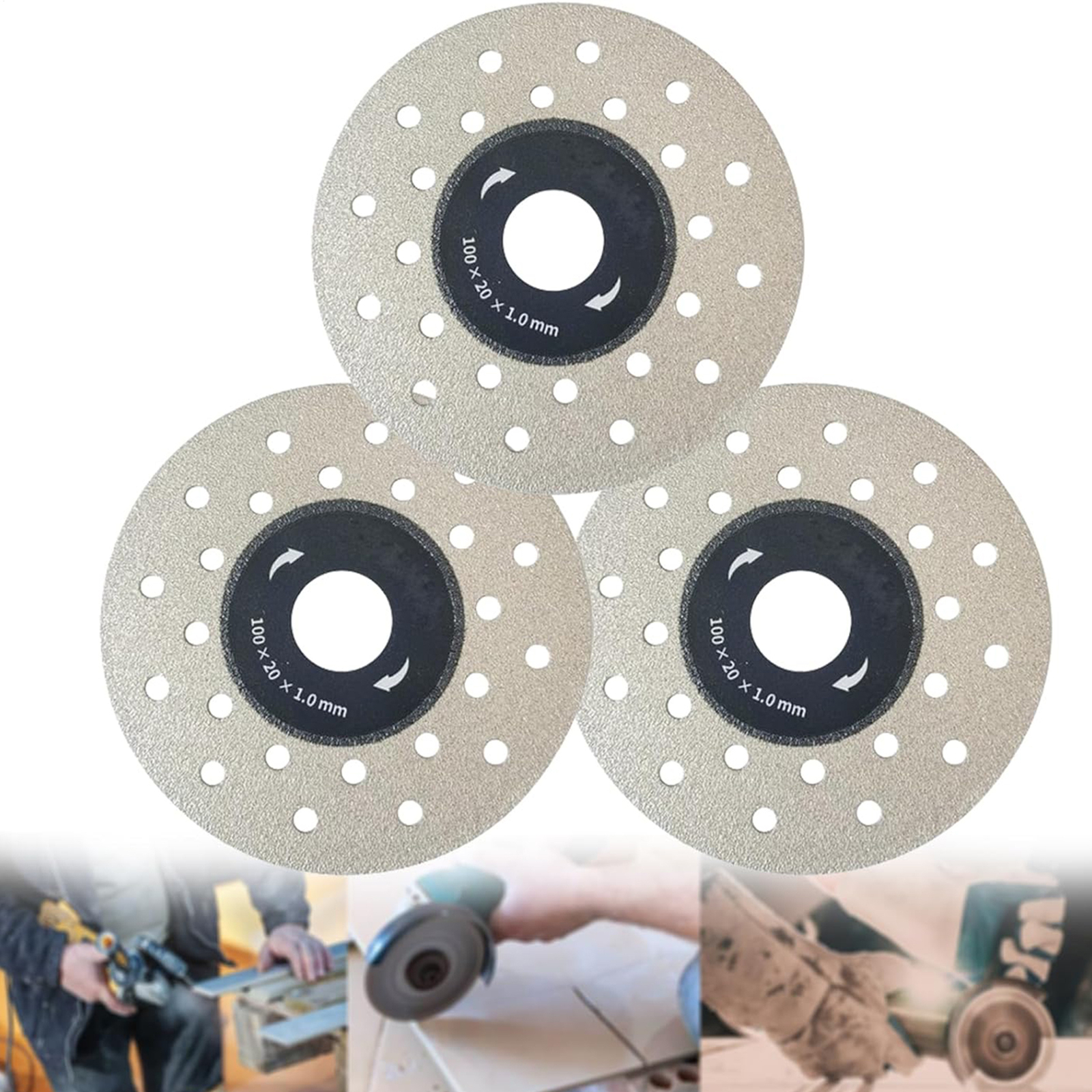2PCS Diamond Tile Saw Blade Cutting Disc Grinding Wheel For Ceramic Marble 3.9in
