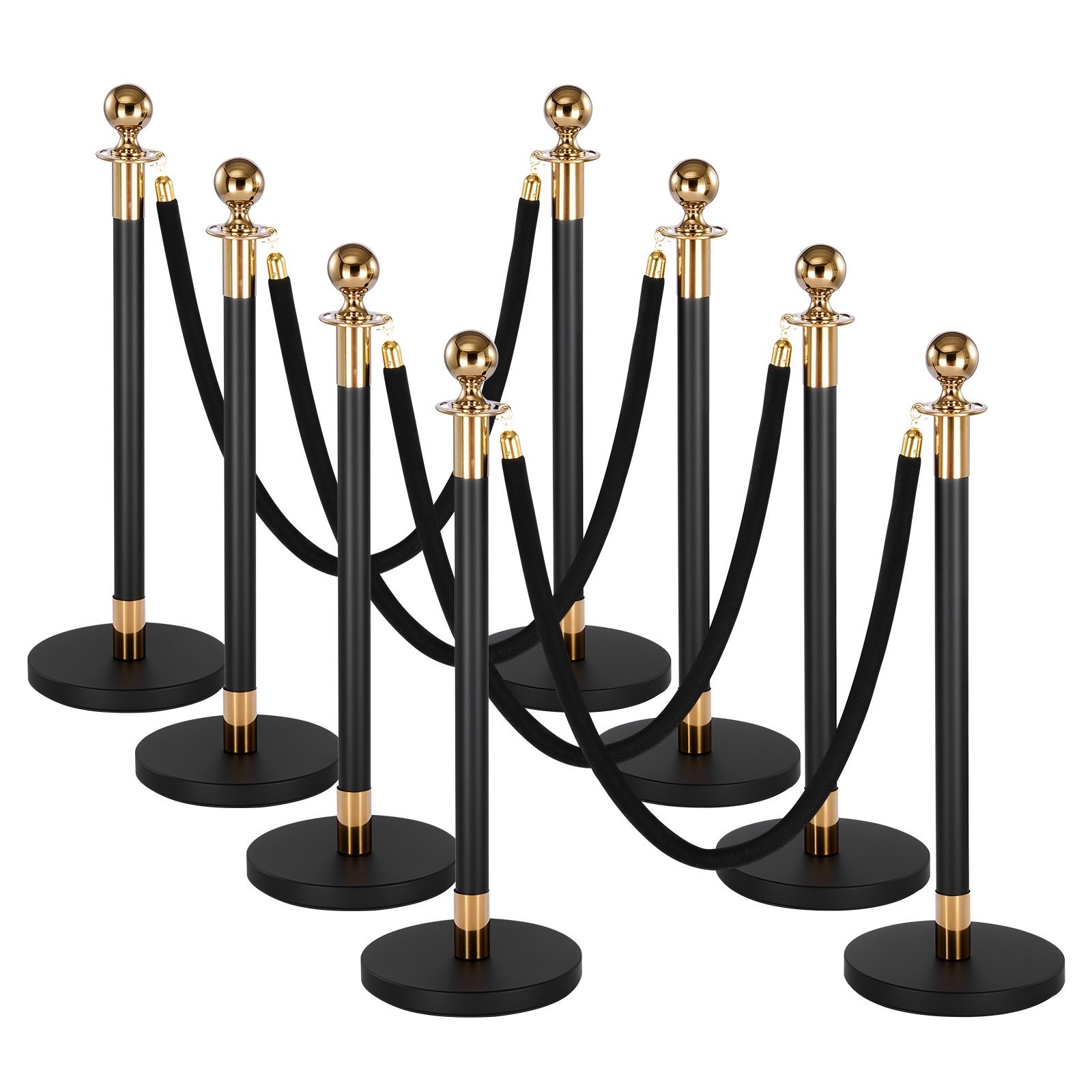 8pc Velvet Cord Stanchion BLKYQ-8P
