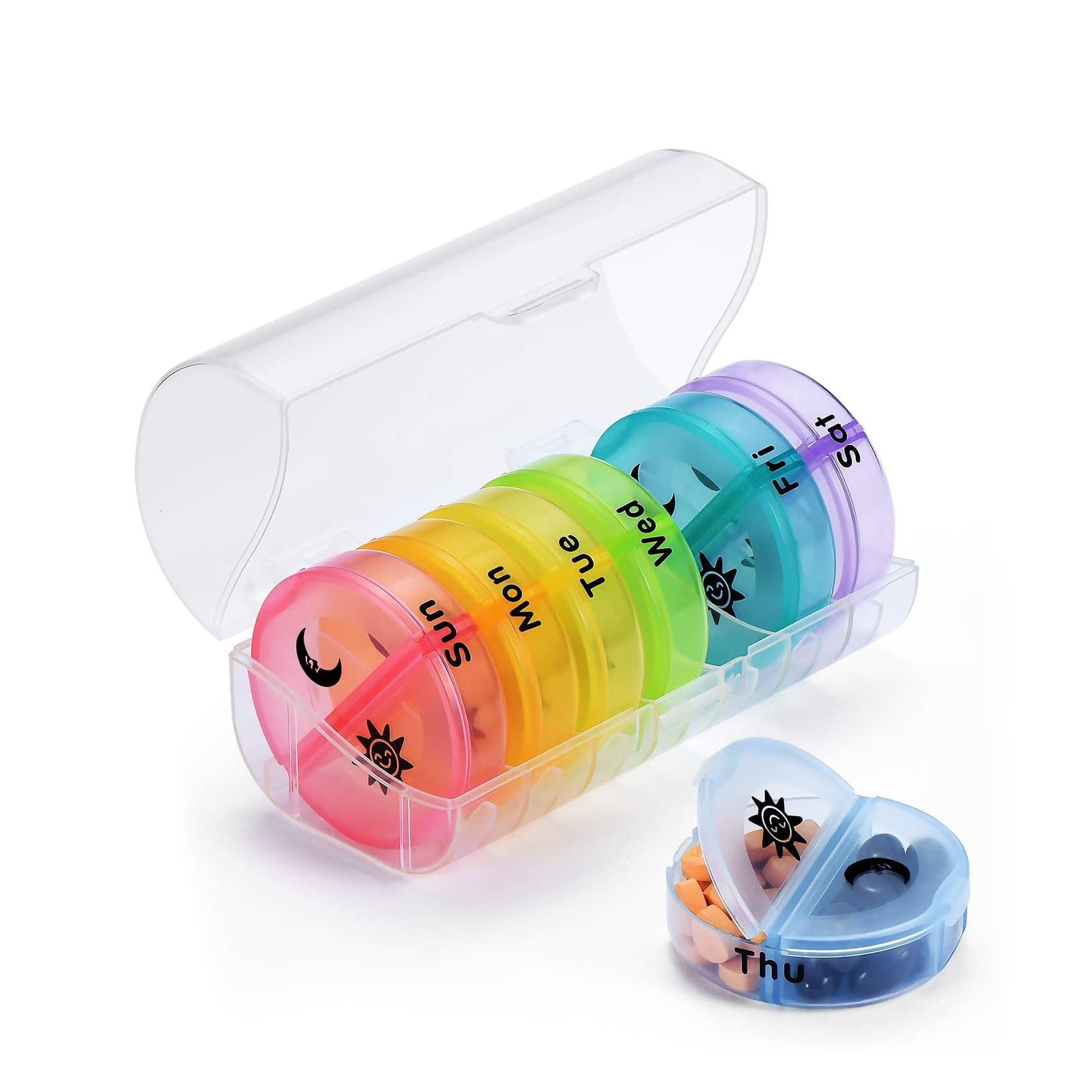 14 Compartment Pill Organizer ” Portable Weekly Pill Box 7 Day 2 Times A Day ” A