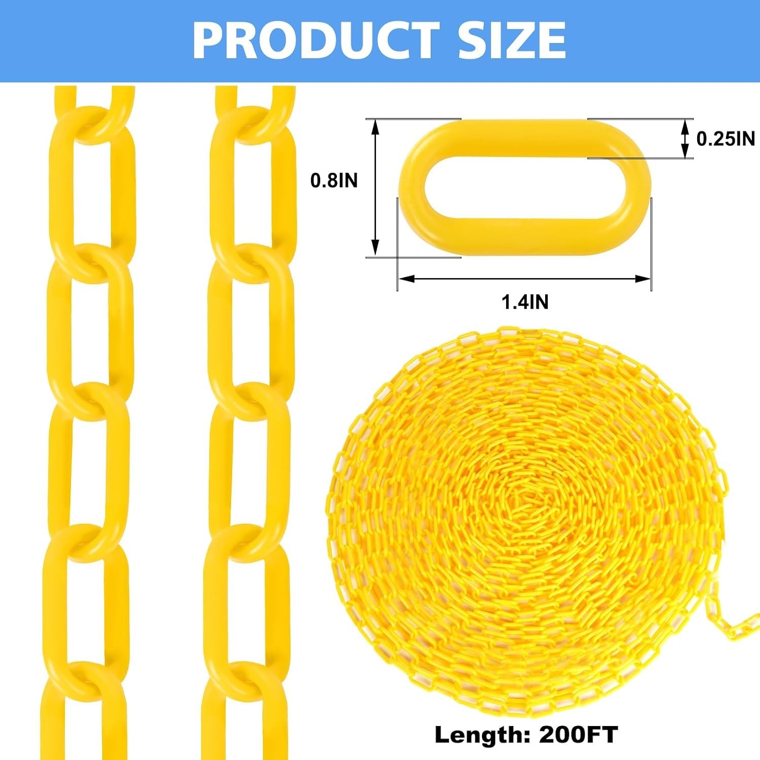 200FT High Visibility Yellow Plastic Chain for Effective Crowd Control Safety