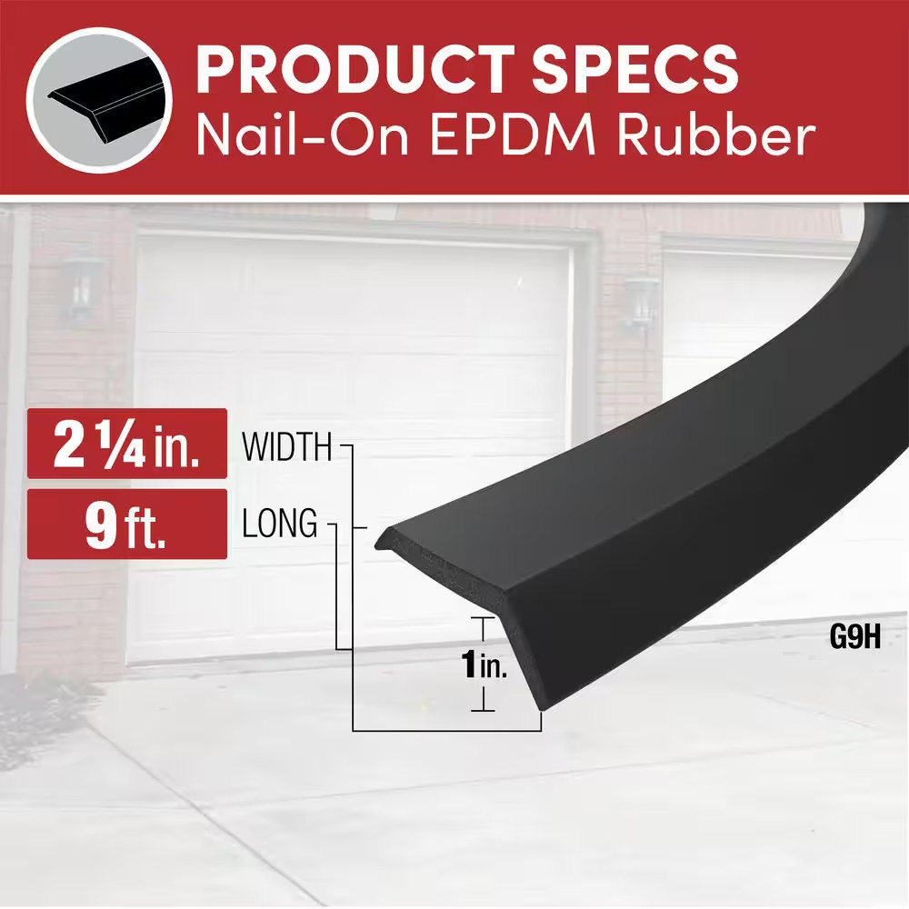 9 Ft Garage Door Bottom Seal 2-1/4" Rubber Weather Strip Replacement Kit