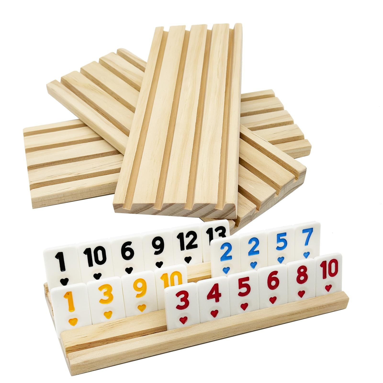 DOLLERGO 4 Wooden Rummy Replacement Racks/Trays for 7.48 inches * 3.58