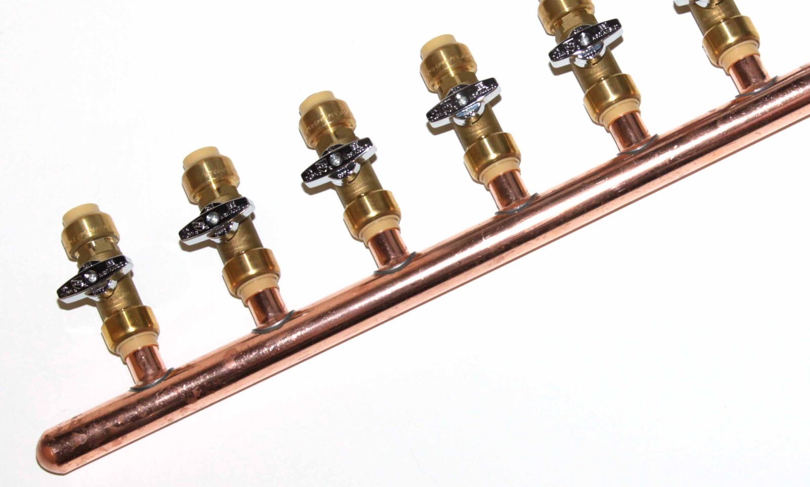8 port Push Plumbing Manifold 3/4 Male 1/2 Ball Valve with PUSH FIT closed end