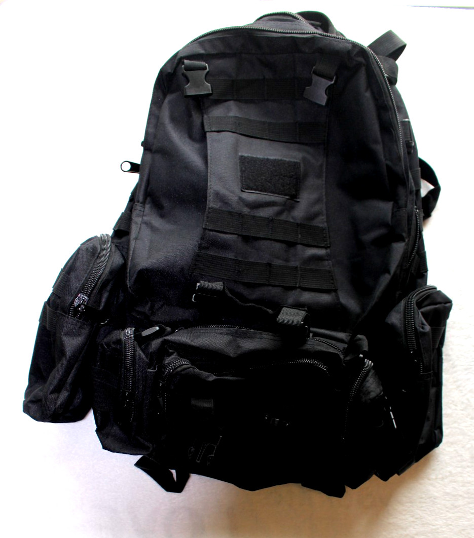 Black Tactical Backpack 3 LG Molles included. Excellent Condition Lightly Used