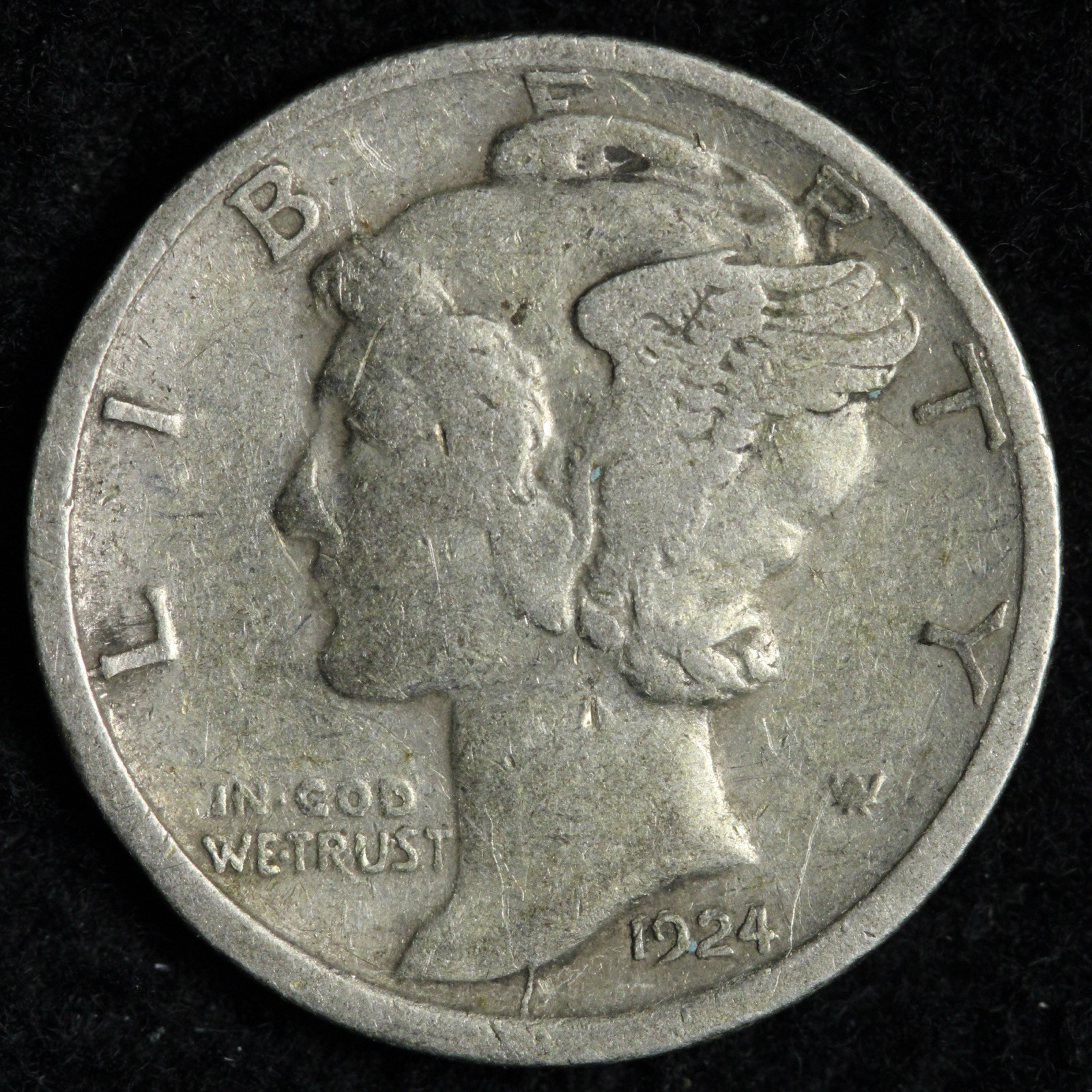 1924-D Mercury Silver Dime VF E214 SICQ