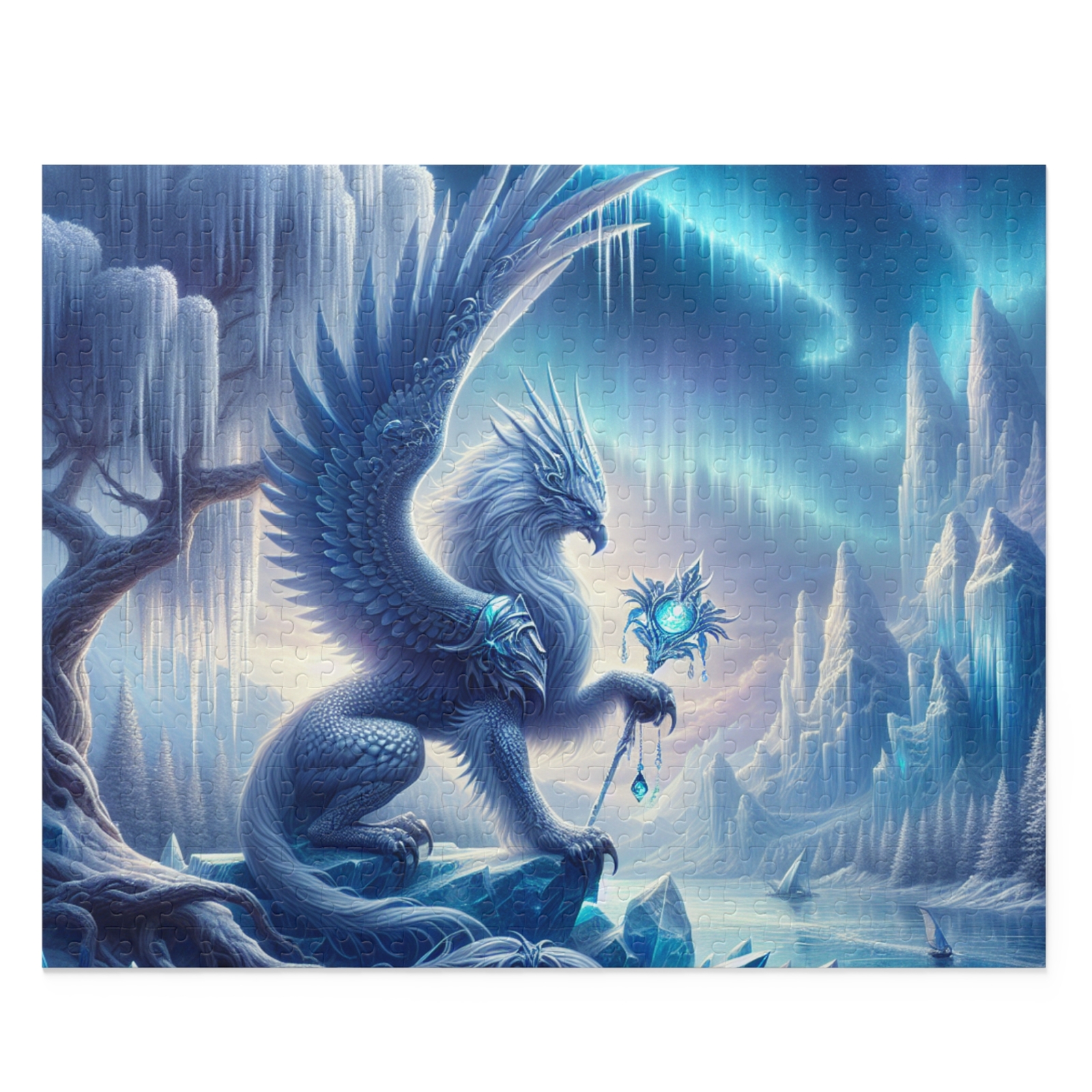 Puzzle (500 pieces) Majestic Gryphon, Silver, Topaz, Crystalline