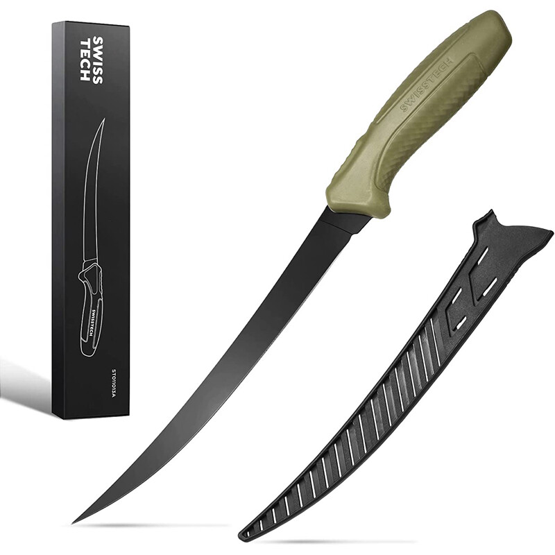 Swiss+Tech Floating Fishing Fillet Knife for Filleting Boning 5 inch Steel Blade