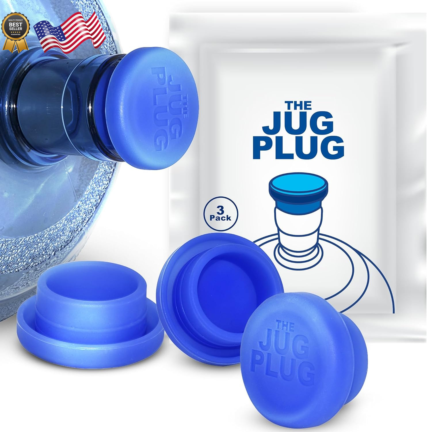 Jug Plug the Original 5 Gallon Water No Spill Silicone 3 & 5 Gallon Water 3 Pack