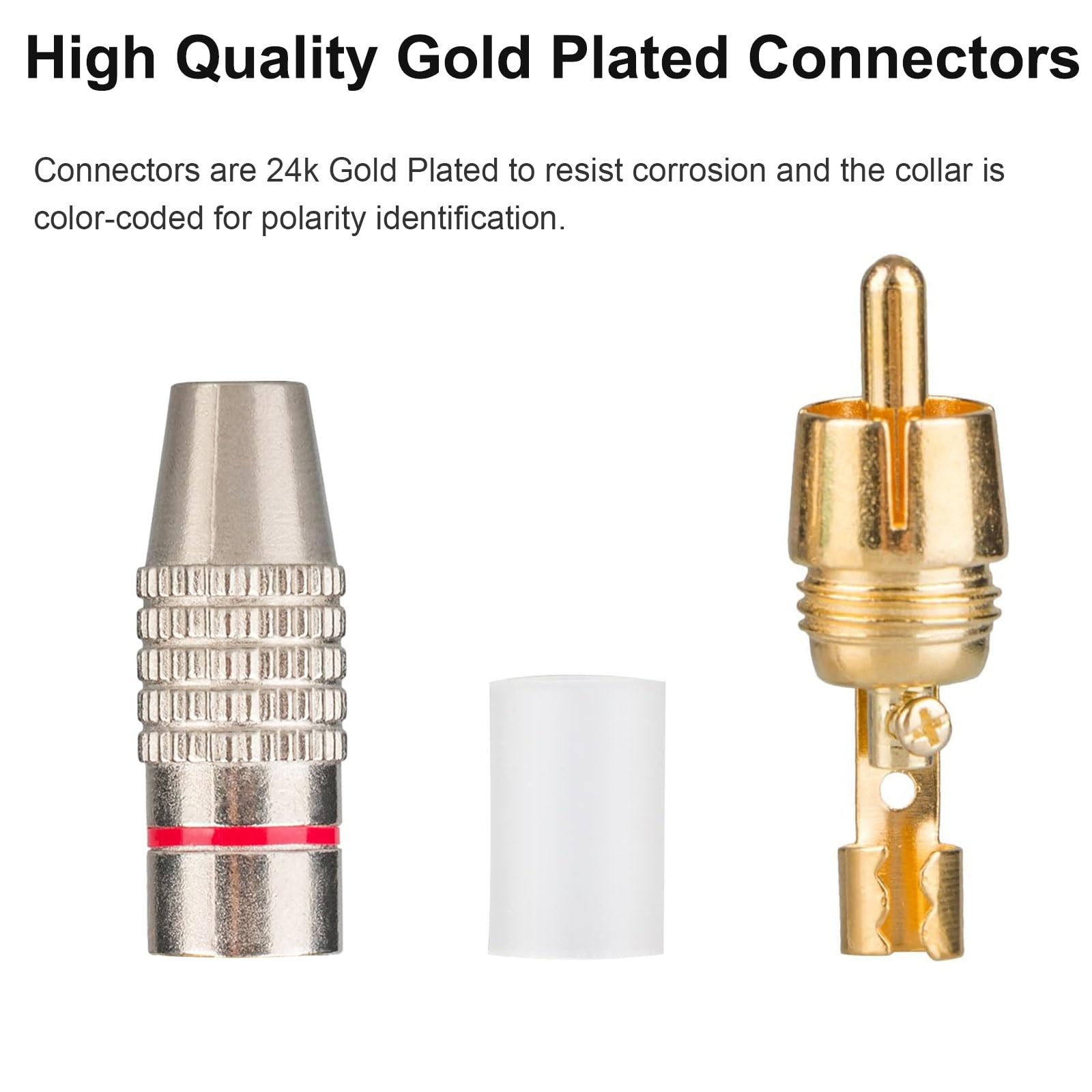 Elechood 10Pack RCA Male Plug Solder, Gold Audio Video Cable Adapter