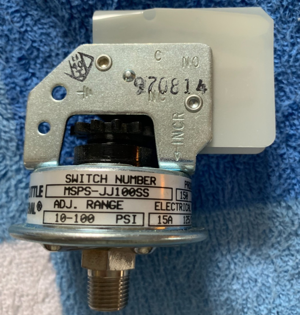 Barksdale MSPS-JJ100SS Adjustable Range Switch, 10-100PSI, NOS, 15A, 125/250 VAC
