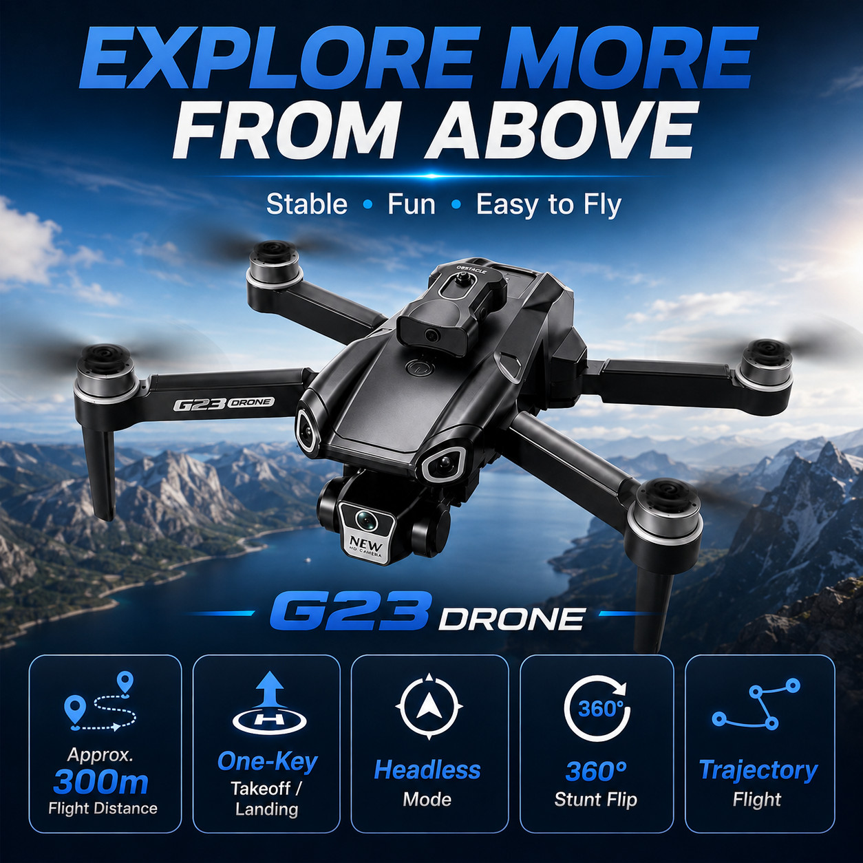 G23 8K Dual Camera Foldable Drone Brushless Motor Obstacle Avoidance WiFi FPV