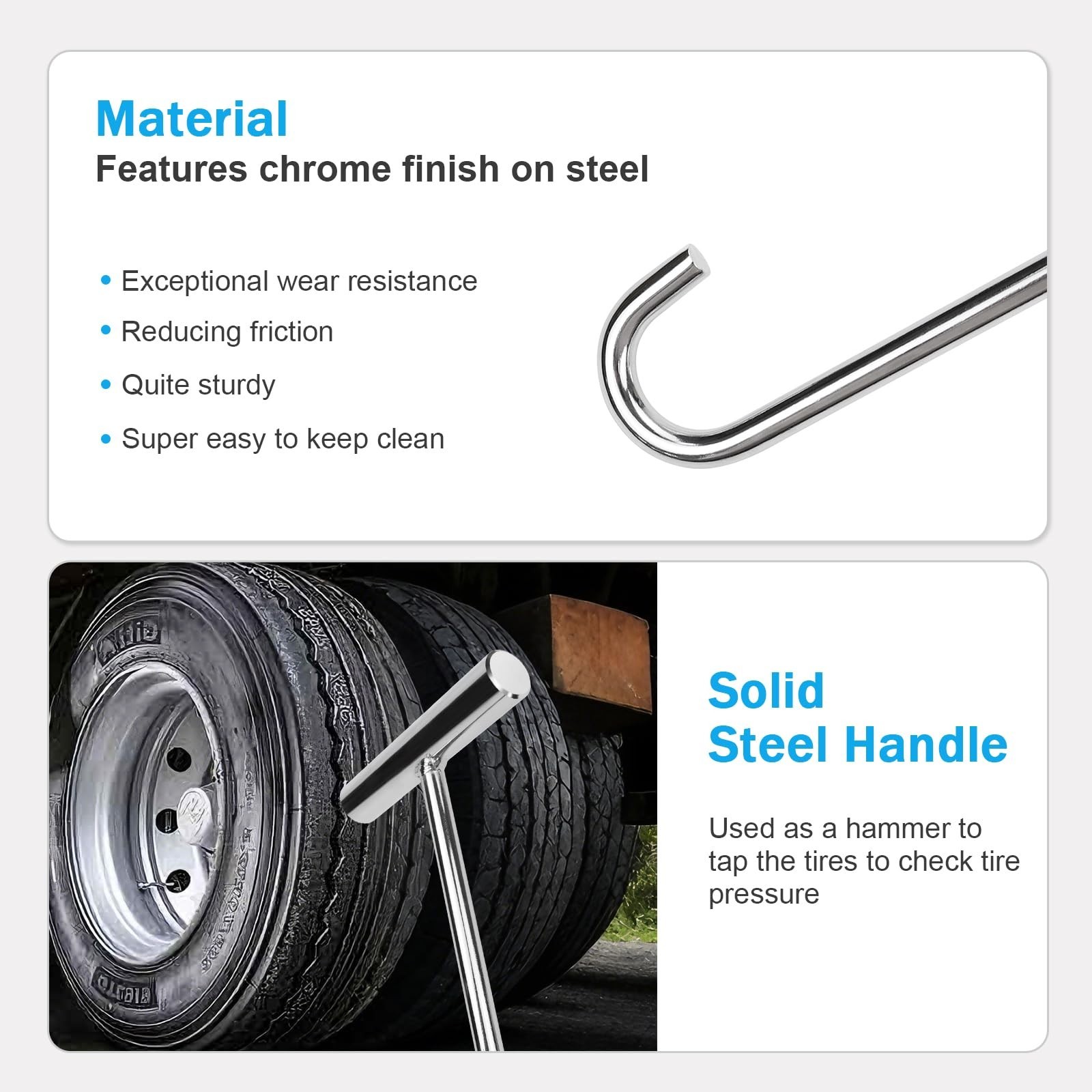 Heavy Duty 31" Solid Steel 5th Wheel Pin Puller with Chrome Finish - 1 Pack