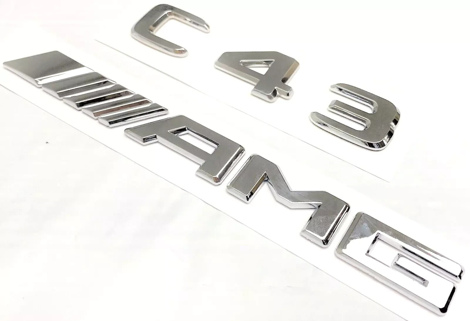CHROME C43 + AMG REPLACEMENT FOR MERCEDES REAR TRUNK EMBLEM BADGE DECAL LID#