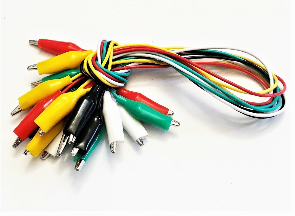 10pc INSULATED WIRE TEST LEADS 20" ALLIGATOR CLIP JUMPER WIRE MULTI COLOR #TL10