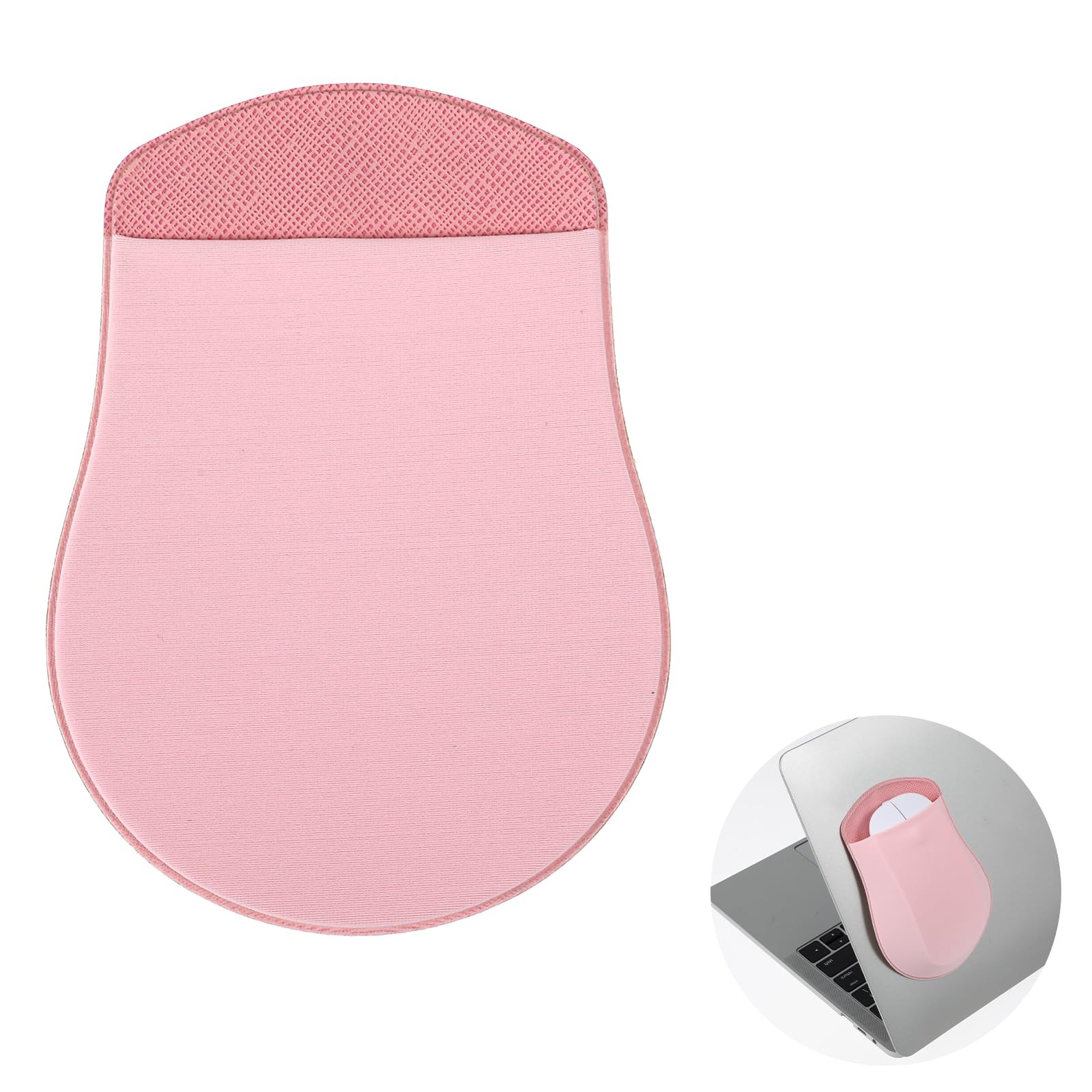 Universal StickOn Mouse Pouch For Laptop Reusable Adhesive Spandex Pink