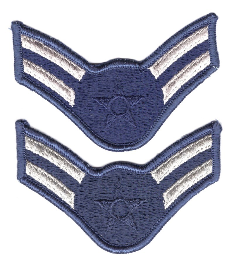 USAF Air Force Chevrons - Airman First Class (pair) - Post Vietnam era
