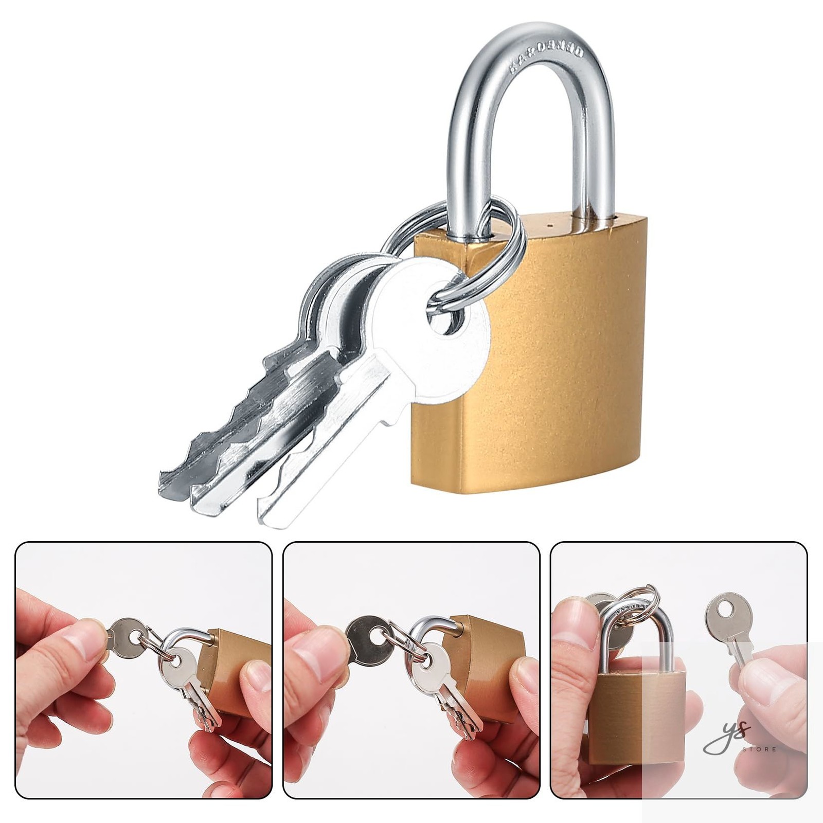 4 Pcs Small Keyed Padlocks with Keys, Pad Locks,Solid Brass Padlock with Key, Lo