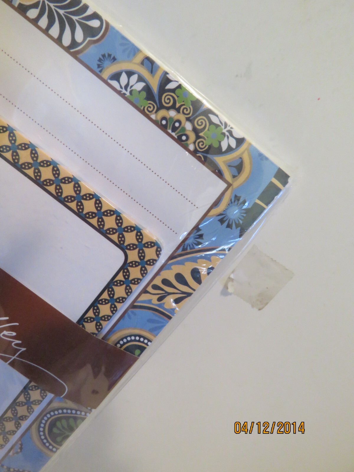 NIP Vera Bradley Note Pad Set with Sticky Notes Bali Blue