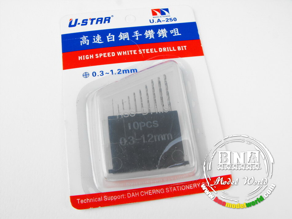 High Speed White Steel Drill Bits 0.3~1.2mm (work w/Tamiya's Pin Vice)