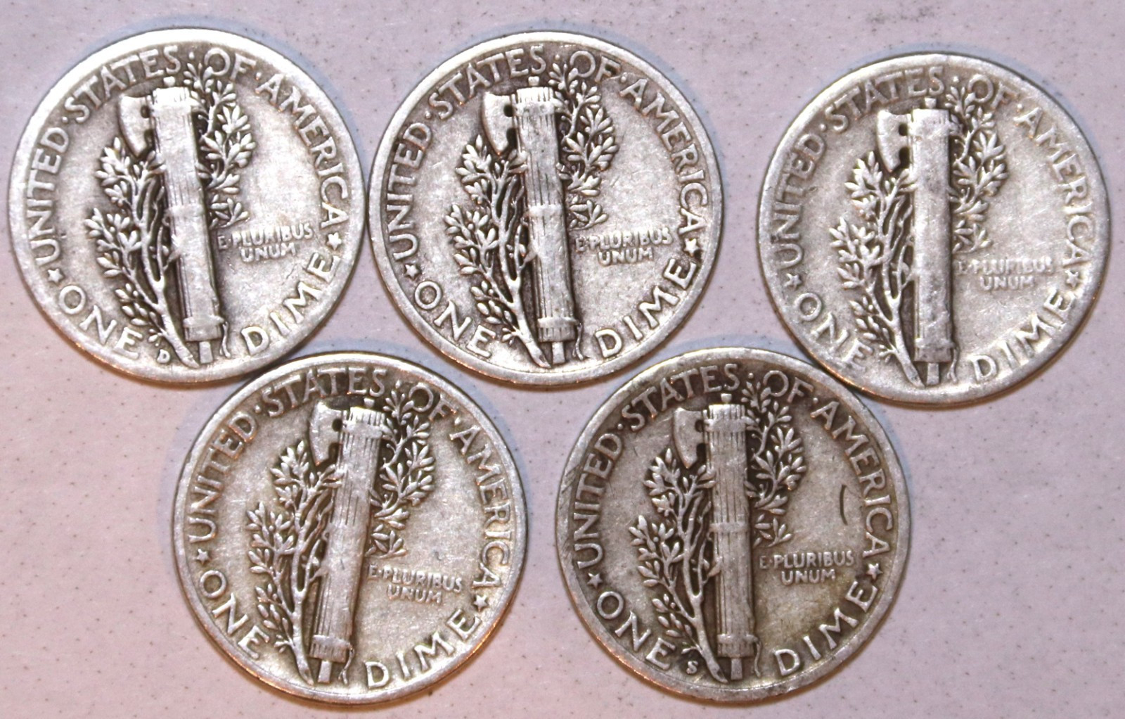 (10) Circulated Mercury Dimes - 1918-1945 Range See Description - #2252ED