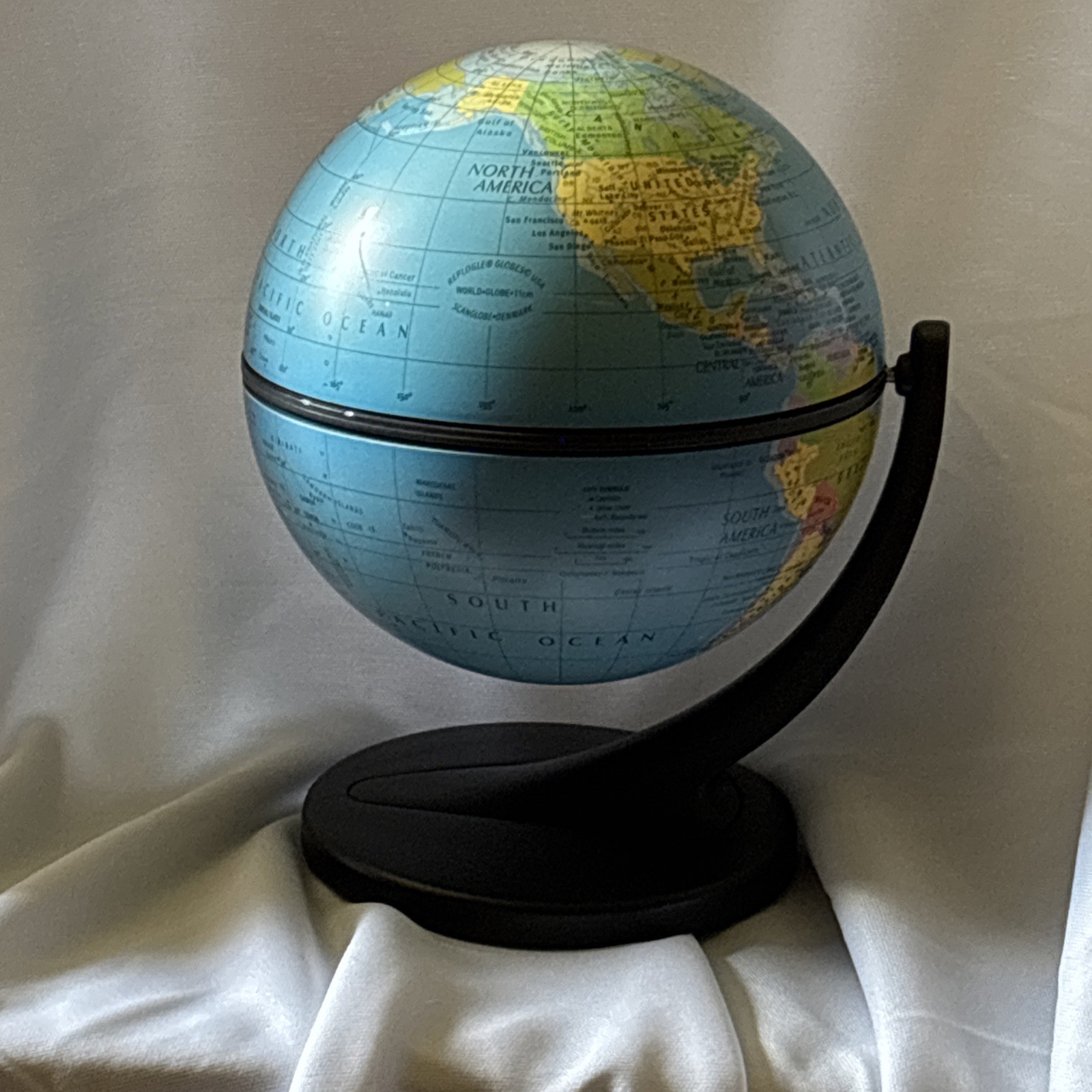 Desktop Rotating Replogle World Globe 6” x 4" Dual Direction Spin