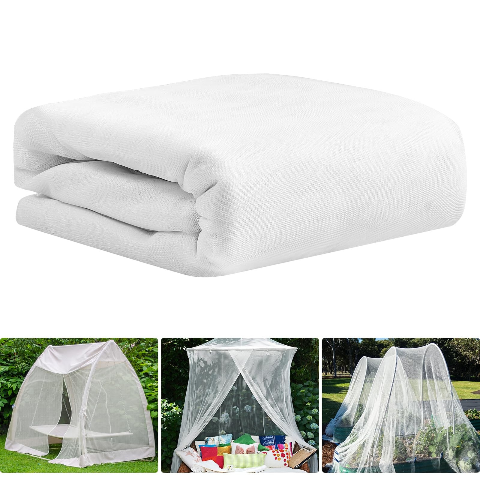20x10Ft Mosquito Netting Garden Mesh Netting, Bug Insect 10 x 20FT, White