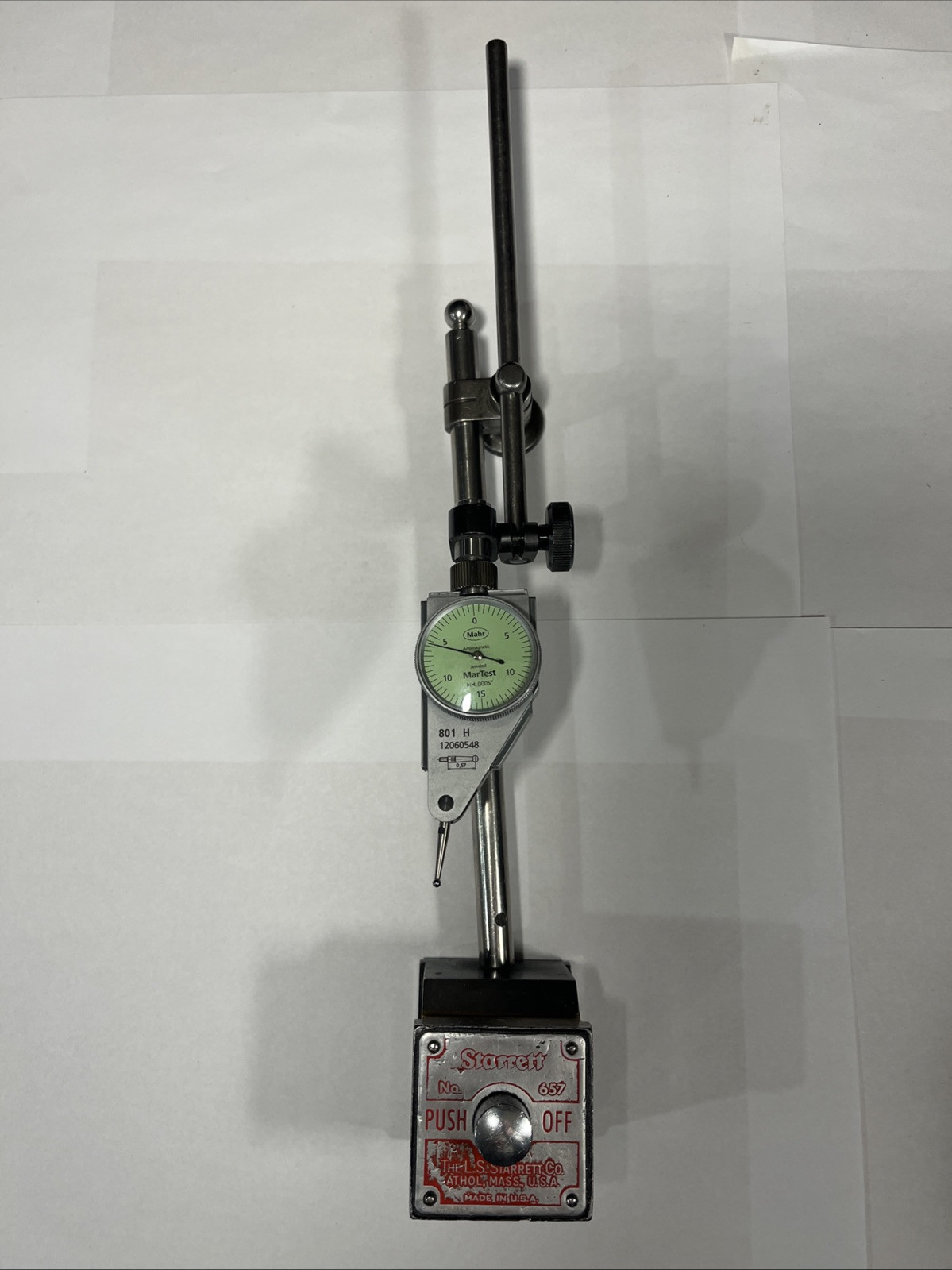 Starrett Magnetic Indicator Base 657 With Mahr MarTest 801 H .0005”