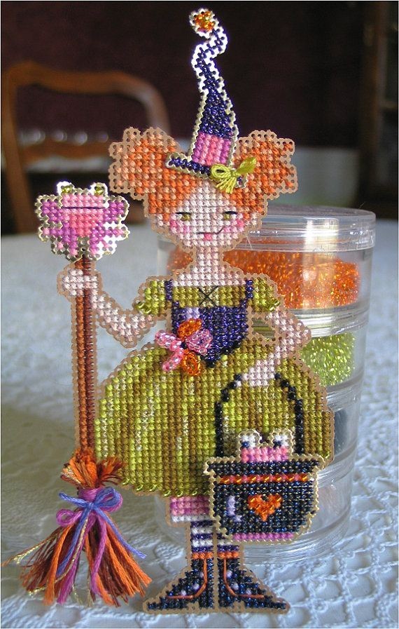 Gwendolyn The Great Halloween Witch Cross Stitch Pattern Brooke's Books