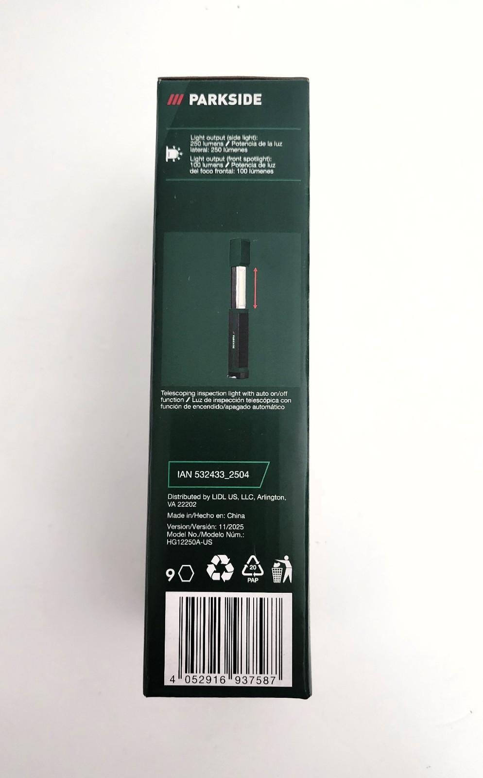 Parkside 2-in-1 Combo Cordless Telescoping LED Work Light