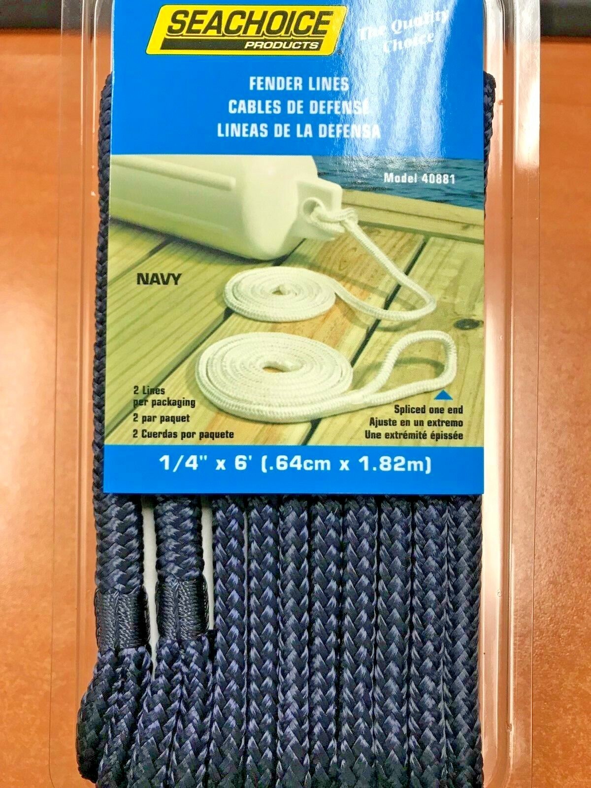 FENDER LINES 1/4" X 6FT EYE SPLICE NAVY 2PAC 40881 BOAT PARTS MARINE SUPPLY NEW