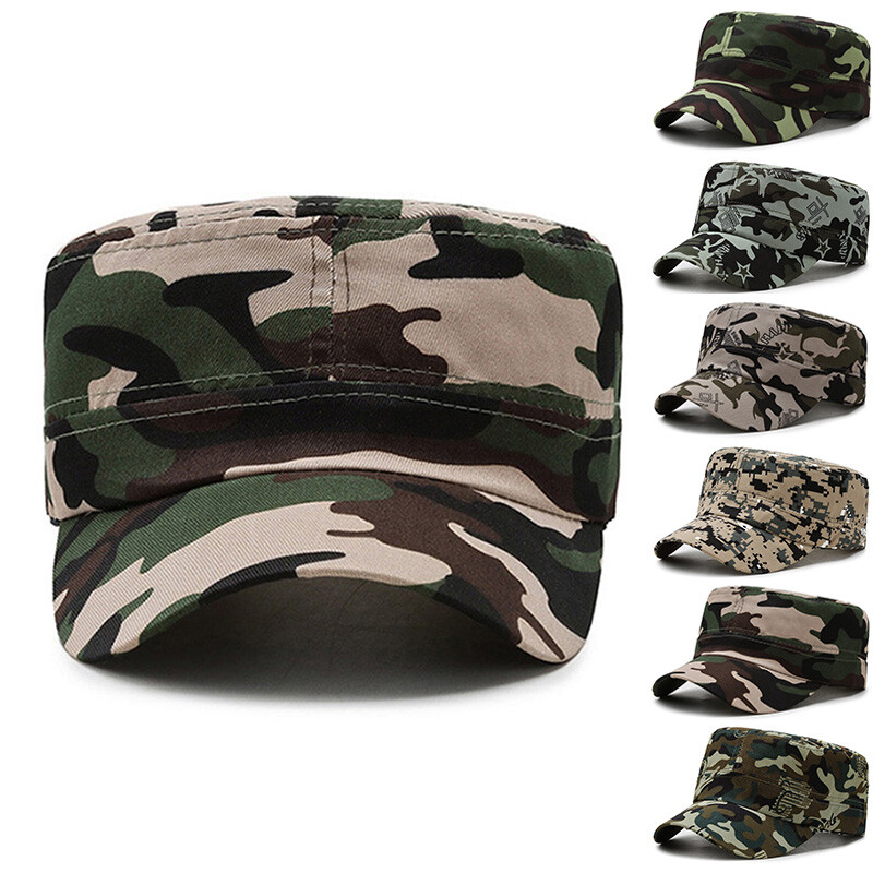 Mens Womens Camouflage Army Hat Camo Military Cadet Combat Fishing Baseball Cap✔