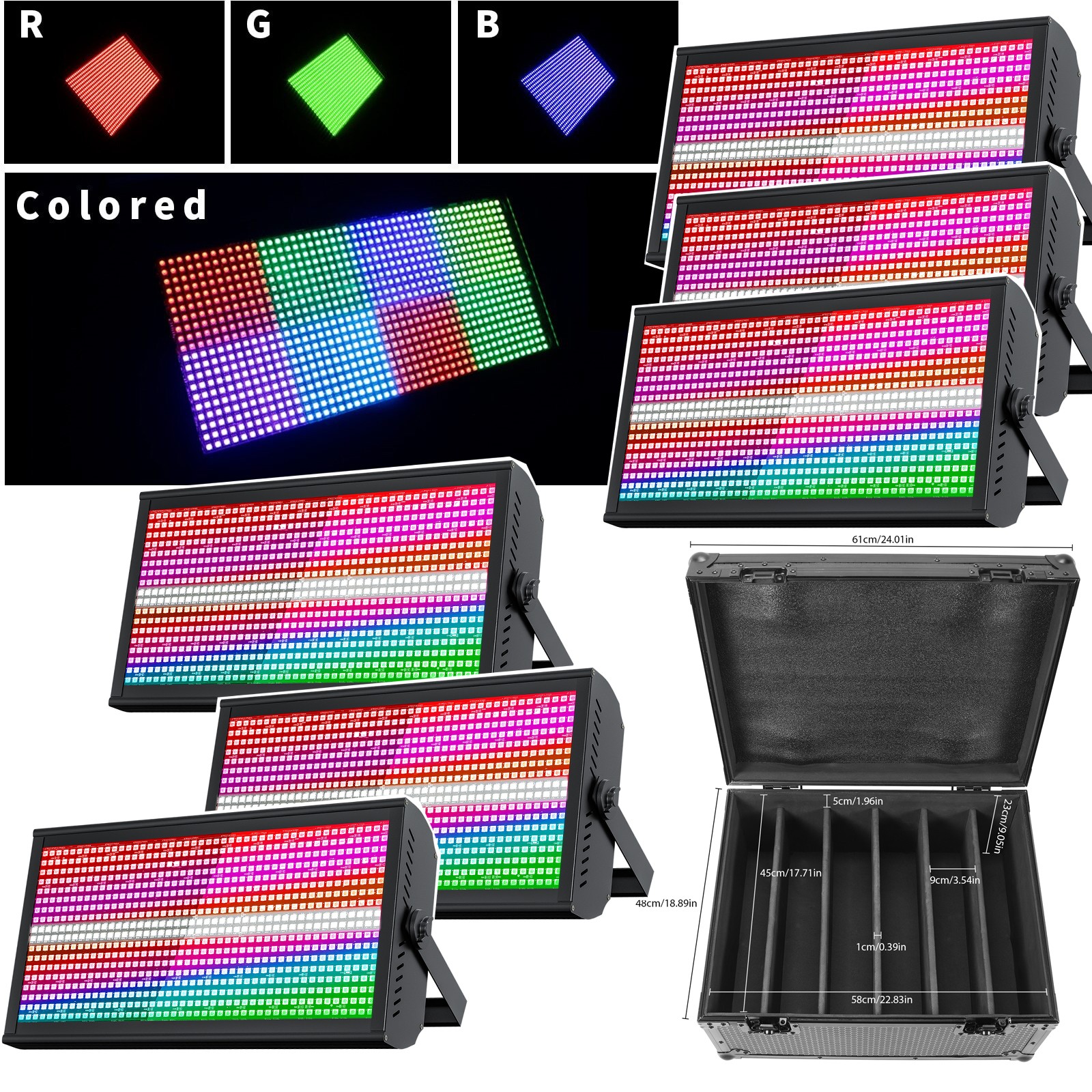 6PCS 200W Wall Wash Light 768LED RGB DMX Lighting Stage Effect Beam Light +CASE