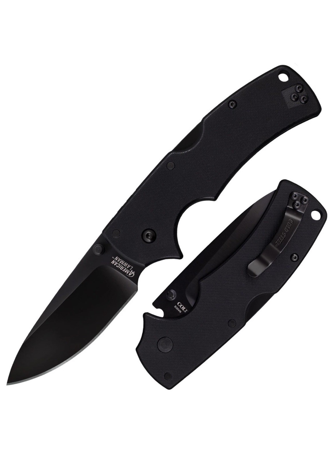 Cold Steel Knives American Lawman Lockback 58B Black S35VN Stainless Black G10