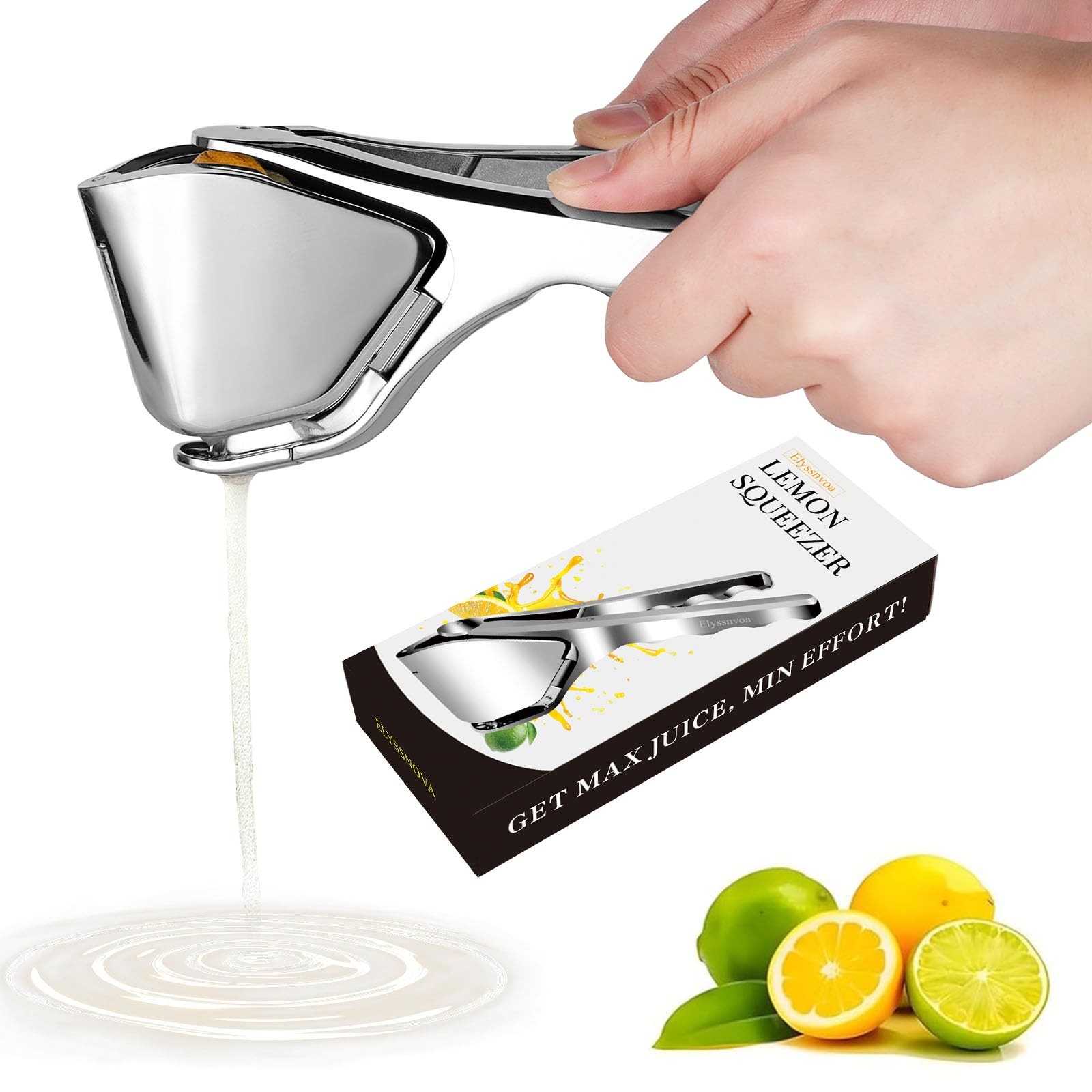 Elyssnova Lemon Squeezer Stainless Steel, Heavy - duty Lime Squeezer, Manual ...