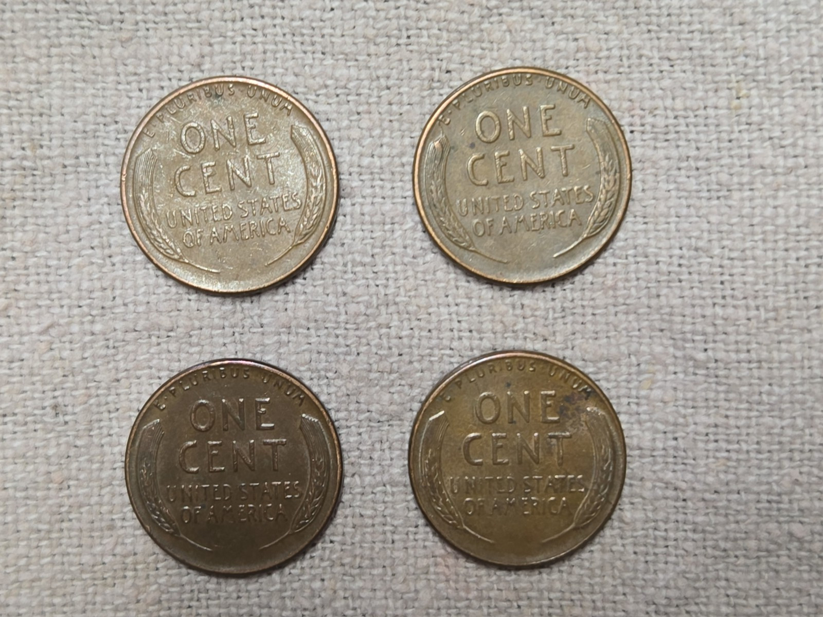 (4) 1955 Lincoln Wheat Cents with Die Crack Errors (H241)
