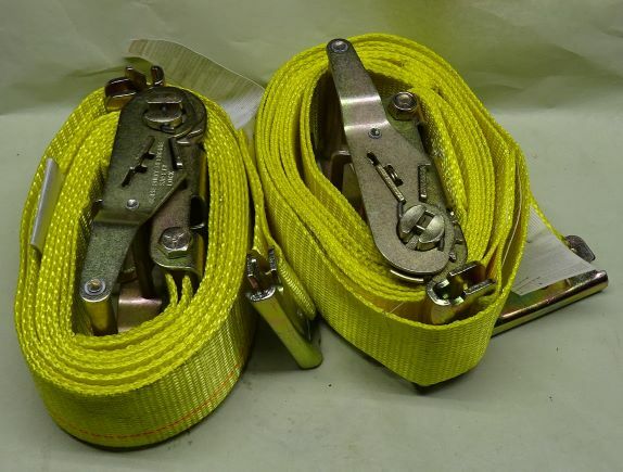 * LOT of SIX (6) - HEAVY DUTY - E-Track - RATCHET Tie Down Cargo Straps - Mixed