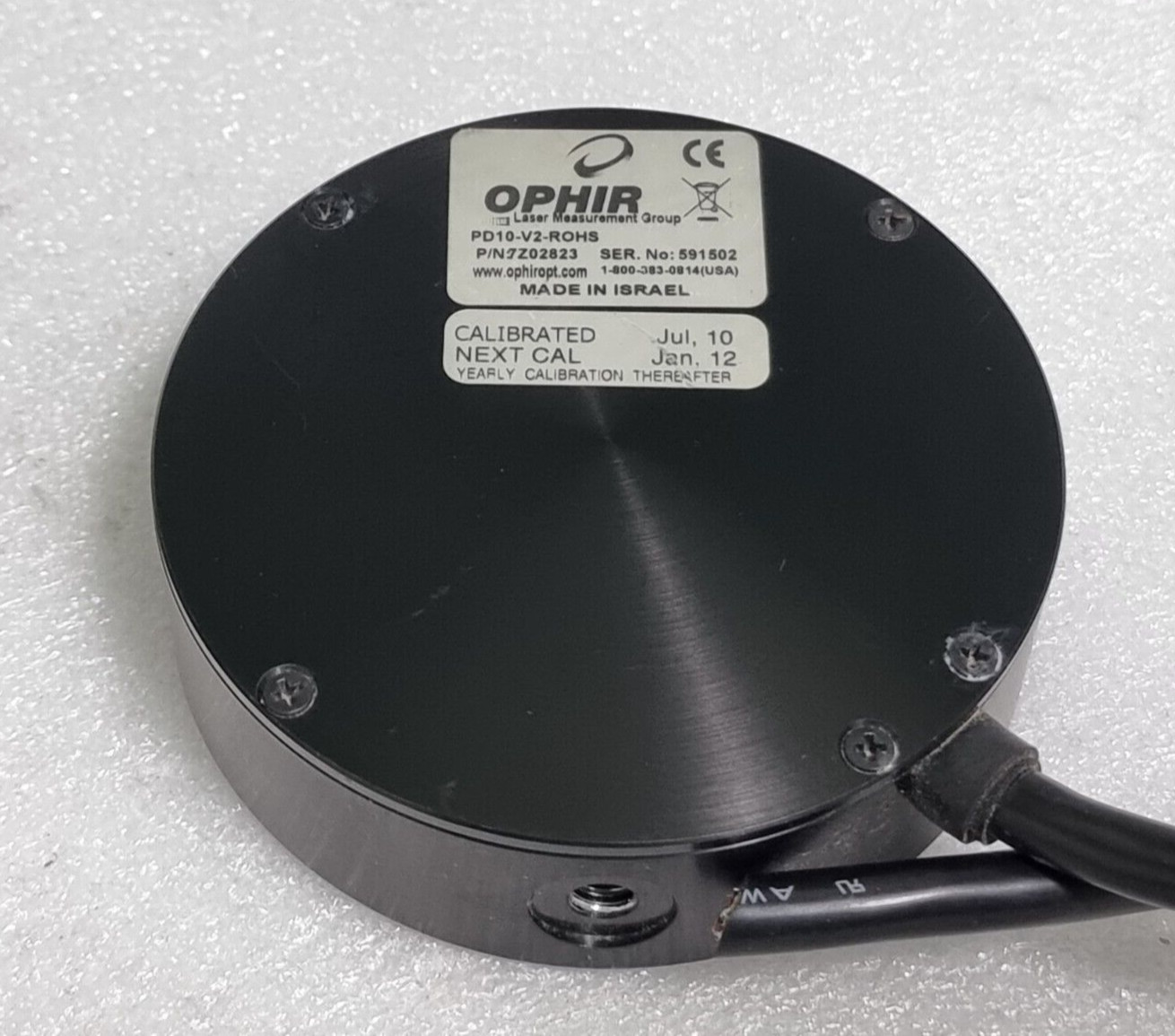 Ophir Laser PD10-V2-ROHS Energy Sensor / Meter PN 7Z02823
