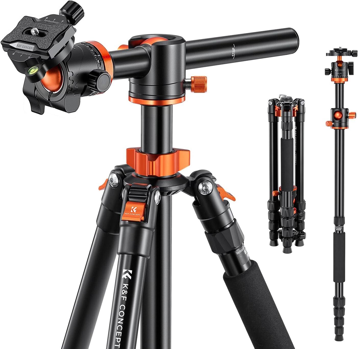 K&F CONCEPT 67in DSLR Camera Tripod Monopod Horizontal Portable with Ball Head
