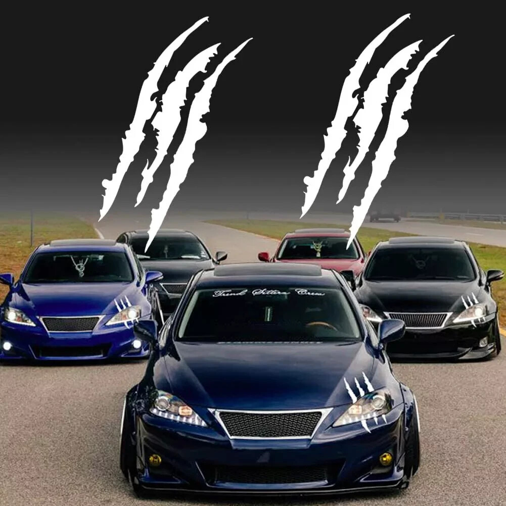 2 Pcs Monster Claw Scratch Decal Reflective Sticker for Car Headlight Decor US