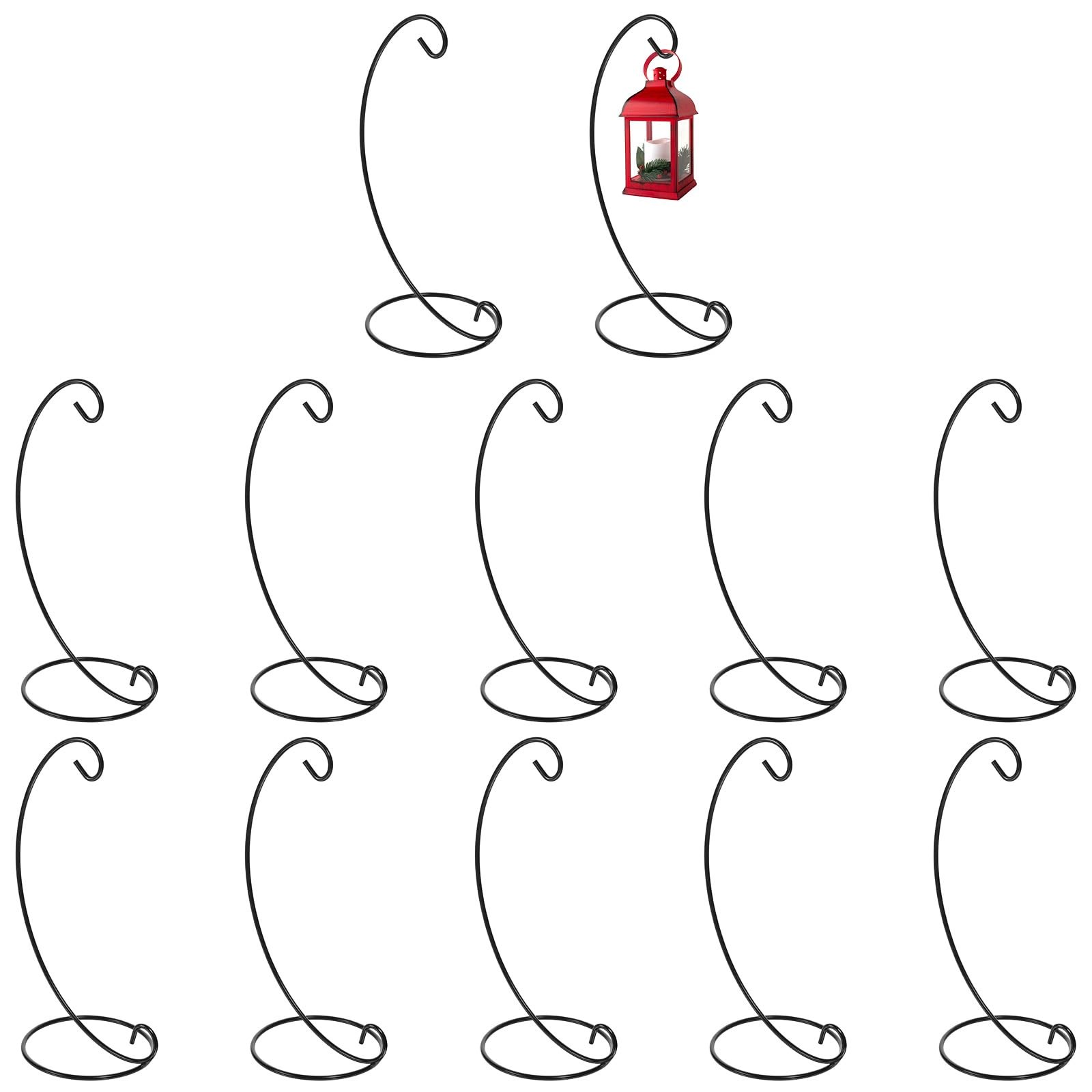 12 Pack Ornament Display Stands, 9.1 Inch Black Iron Hanging Hook Rack Holder...